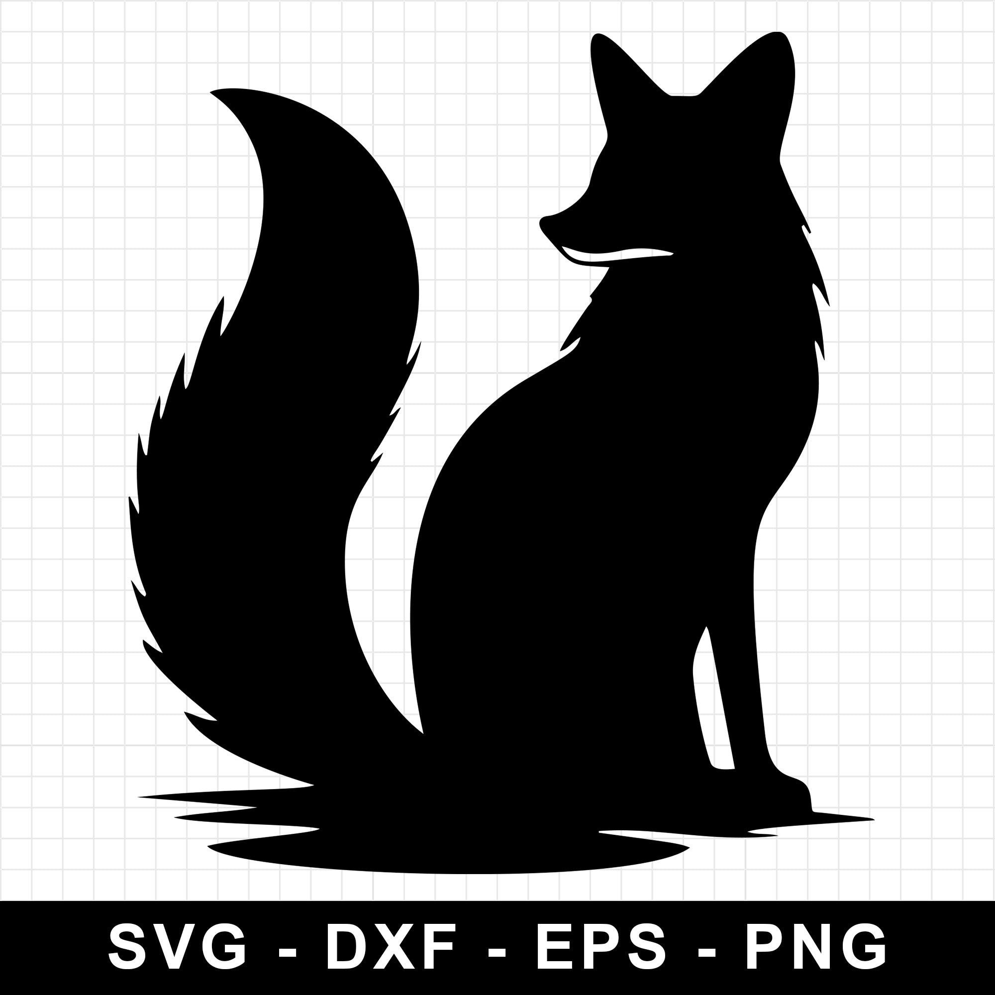 Fox Sitting with Bushy Tail Silhouette SVG