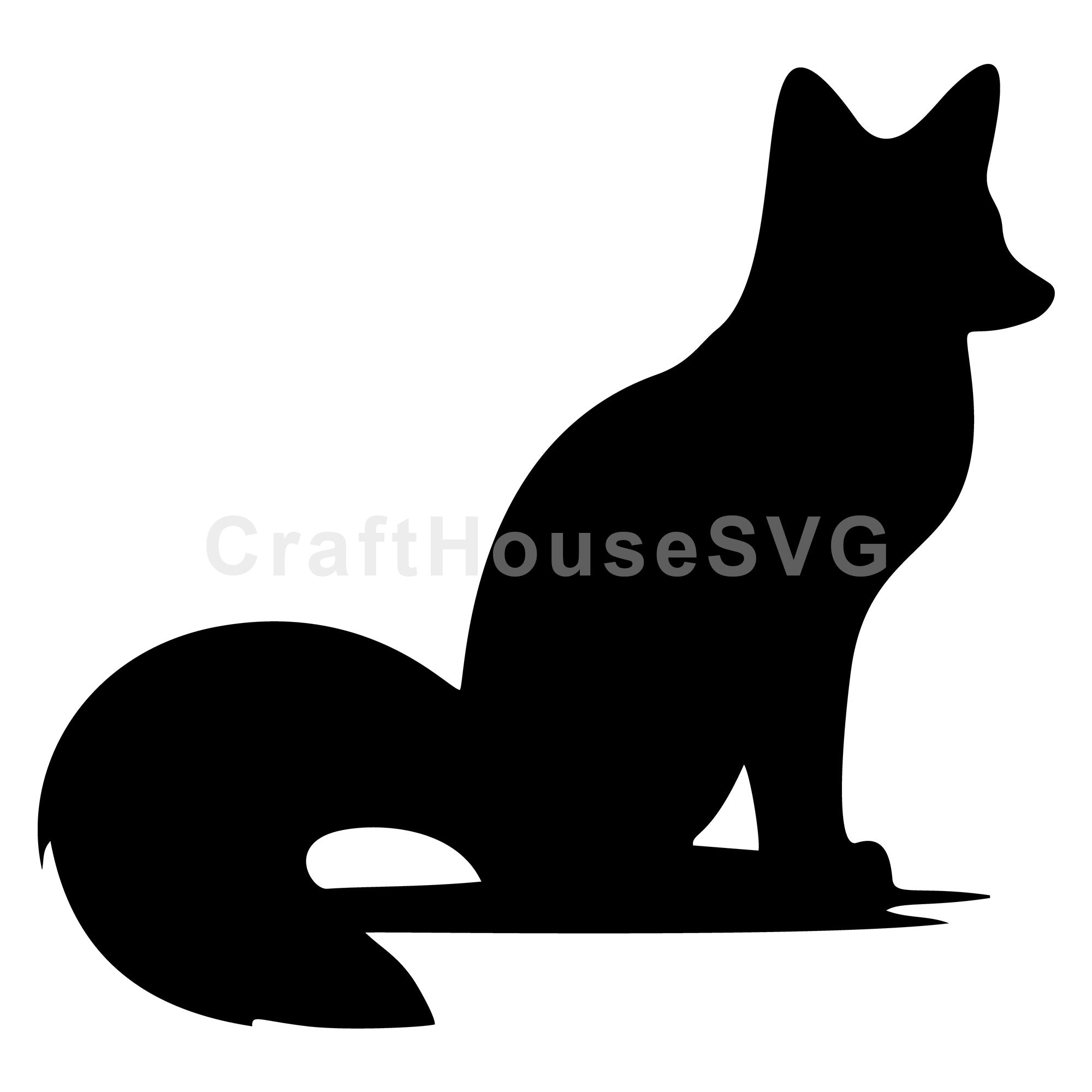 Minimalist Fox Sitting Silhouette SVG