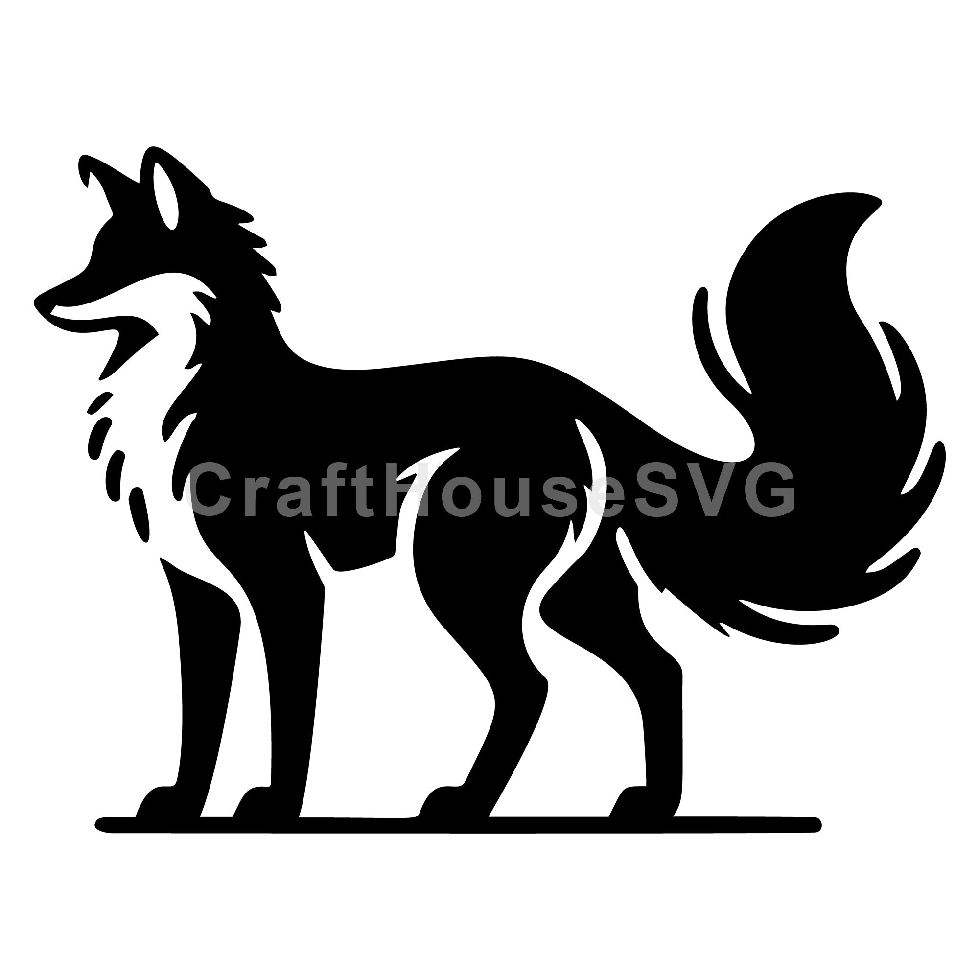 Detailed Fox With Fluffy Tail SVG