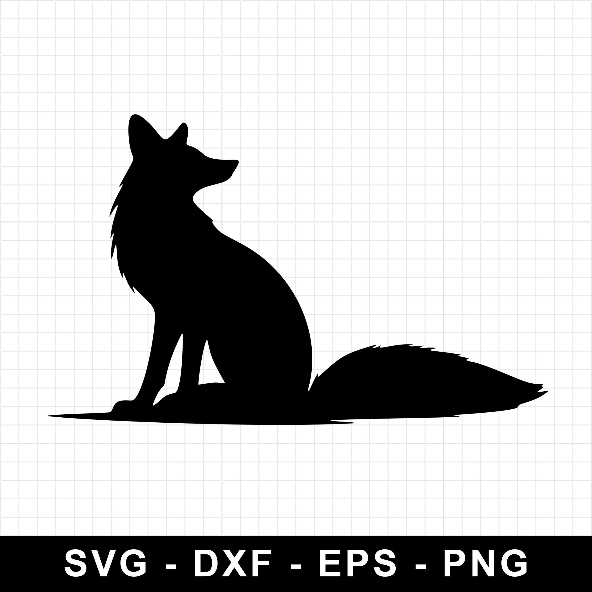 Fox Sitting with Head Tilted Silhouette SVG