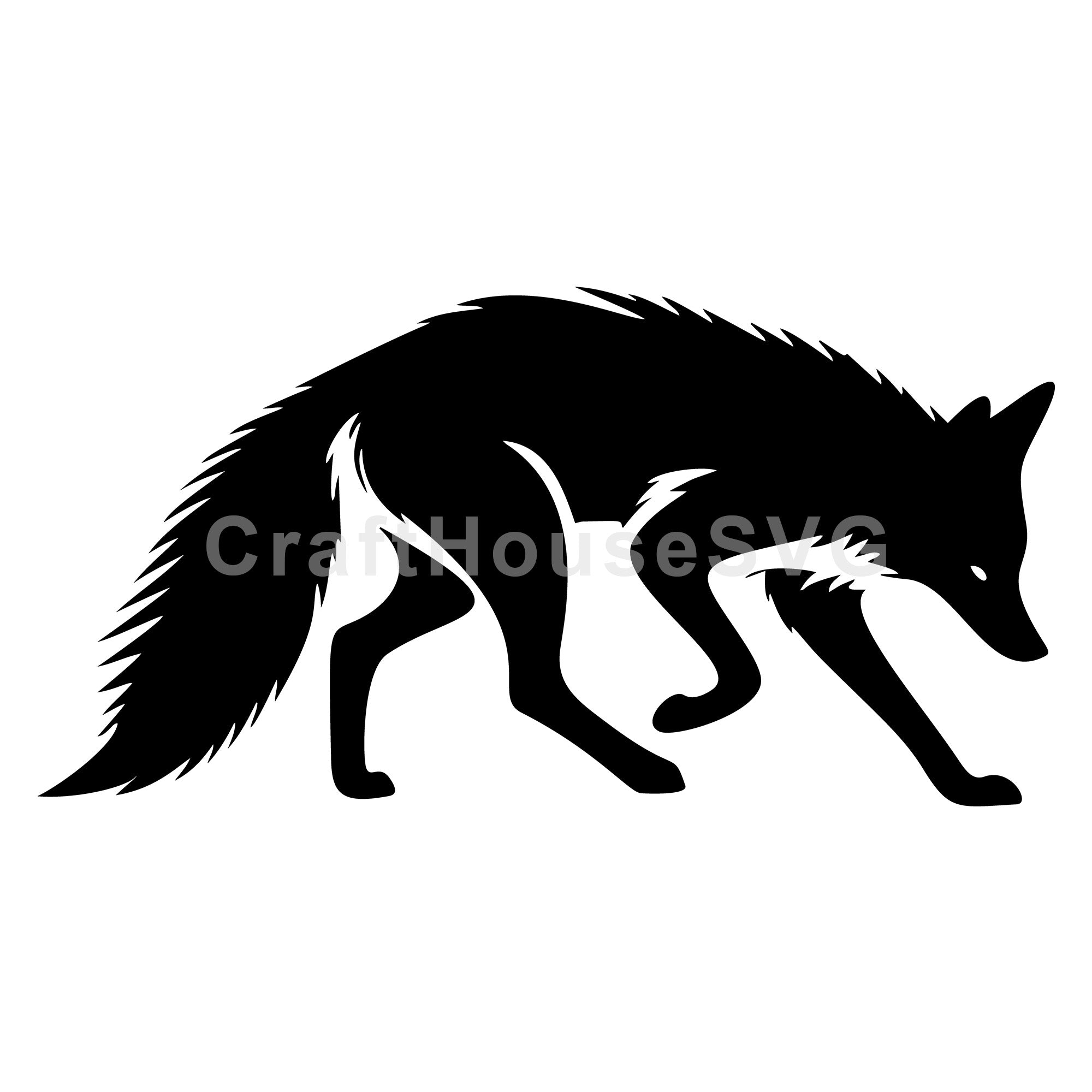 Running Fox in Motion Silhouette SVG