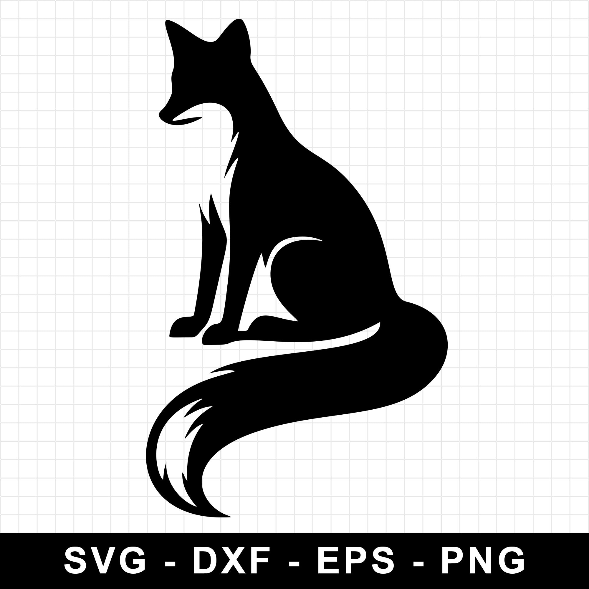 Elegant Sitting Fox with Curved Tail SVG