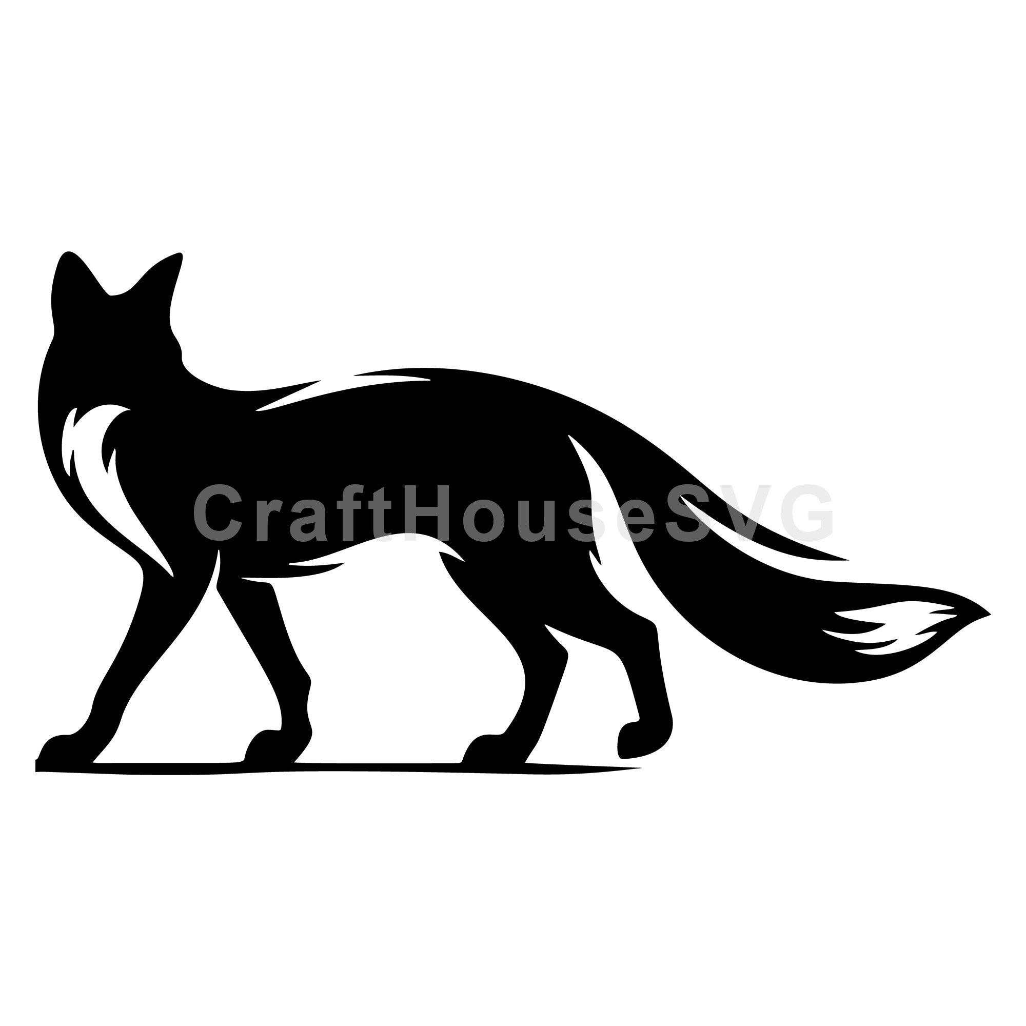 Walking Fox with Tail Raised SVG