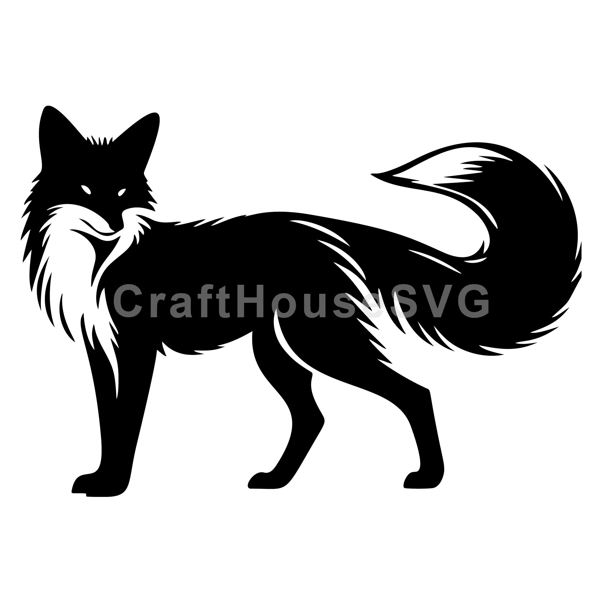 Fox Standing with Tail Raised SVG