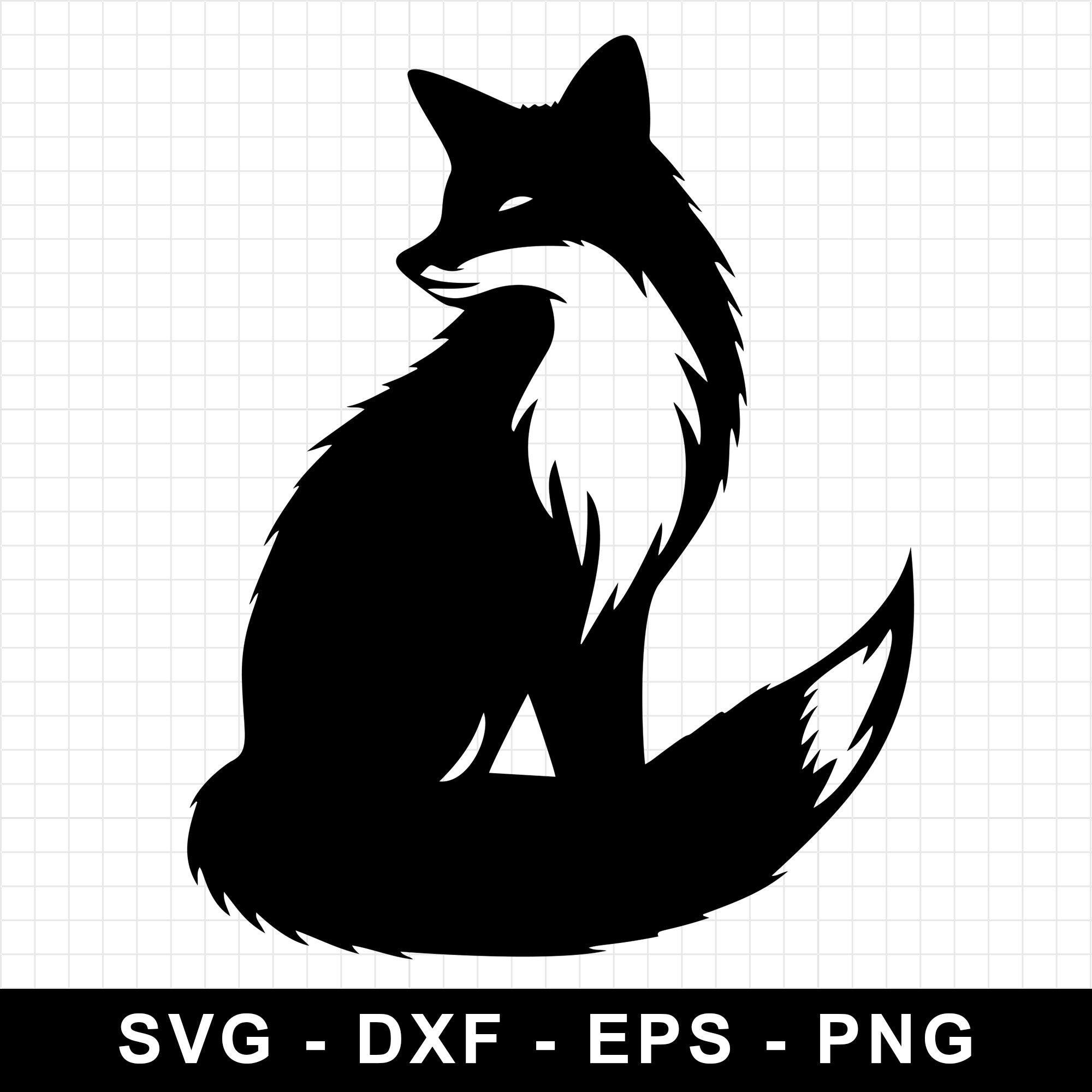 Fox Sitting and Looking Back Silhouette SVG