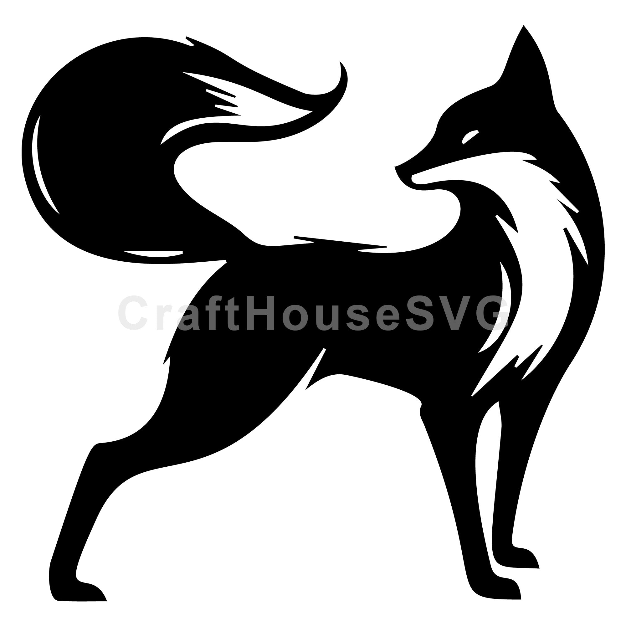 Stylish Fox Standing with Bushy Tail SVG