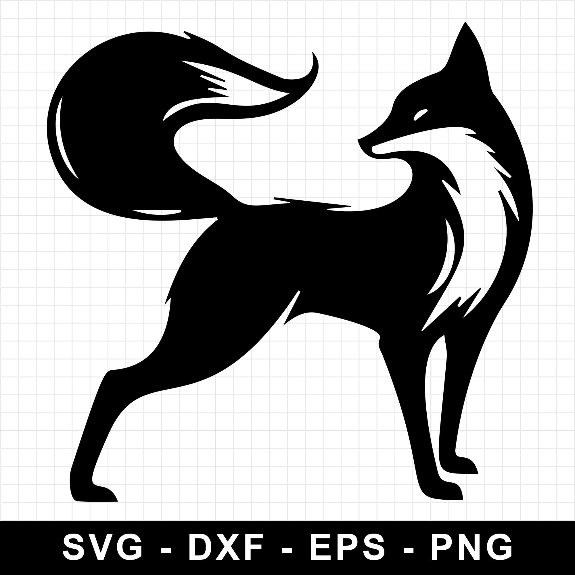 Stylish Fox Standing with Bushy Tail SVG