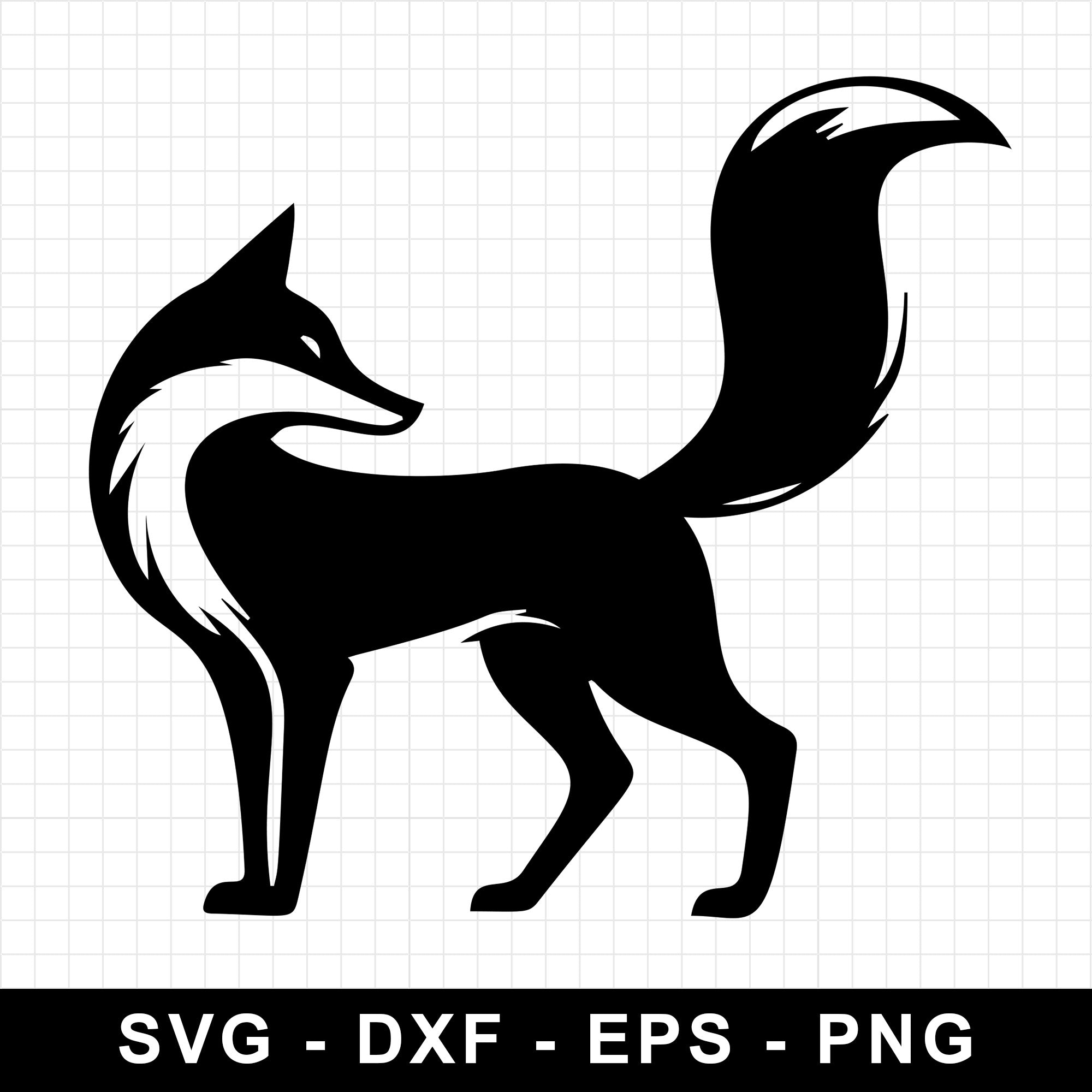 Majestic Fox Silhouette Standing Alert SVG