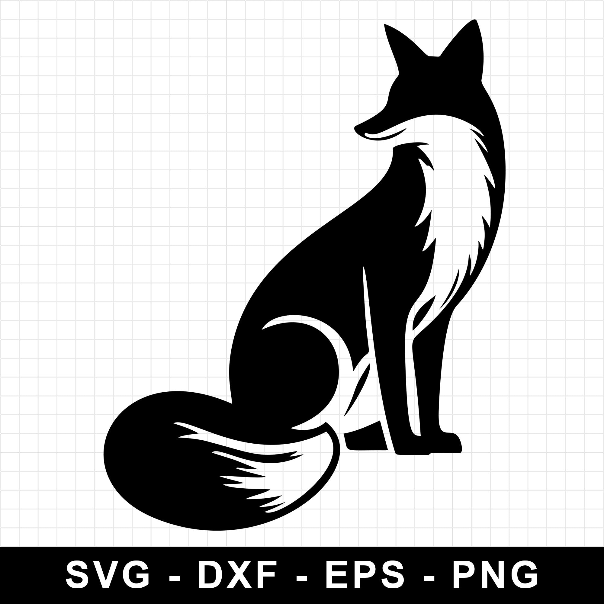 Graceful Fox Silhouette in Sitting Pose SVG