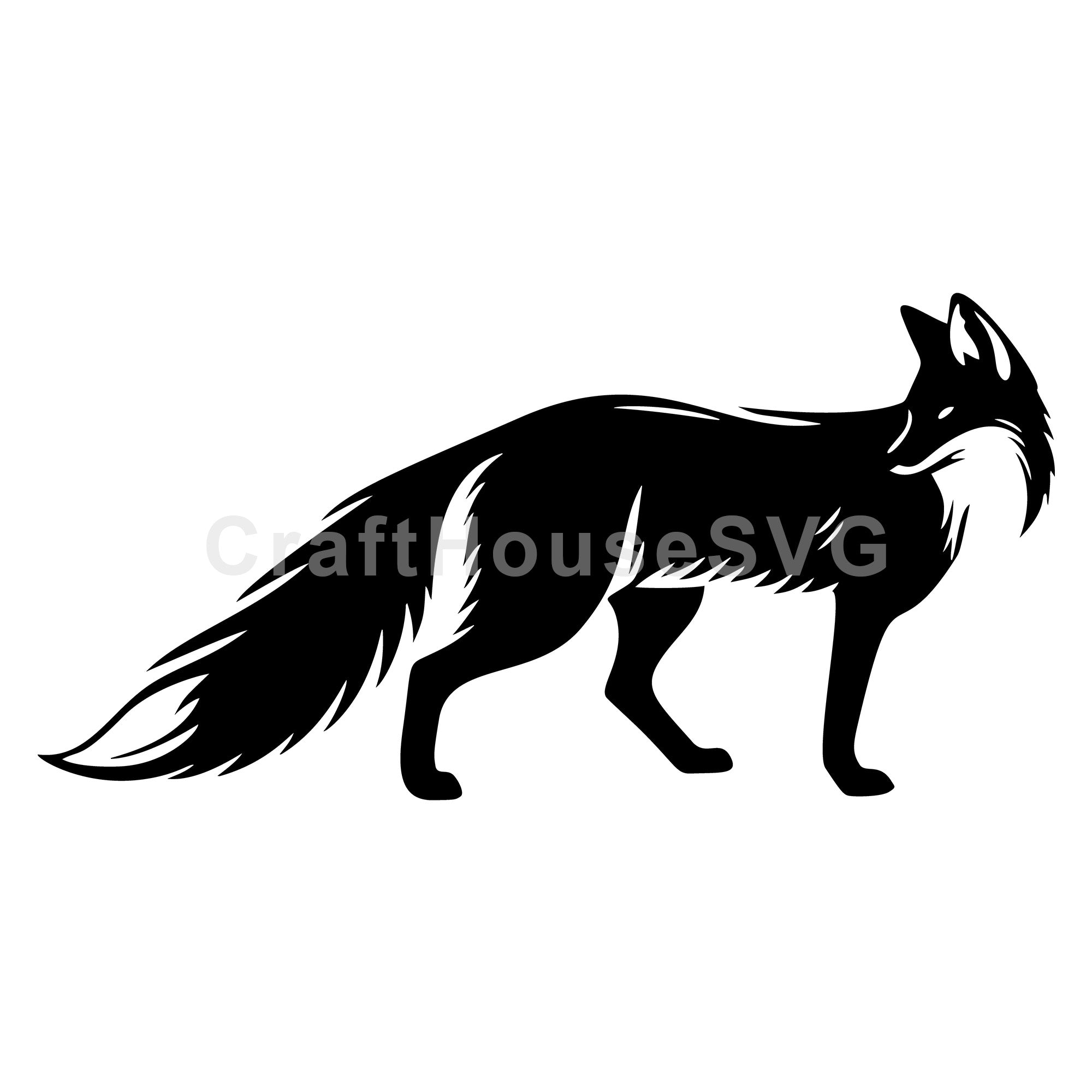 Fox Silhouette Walking SVG