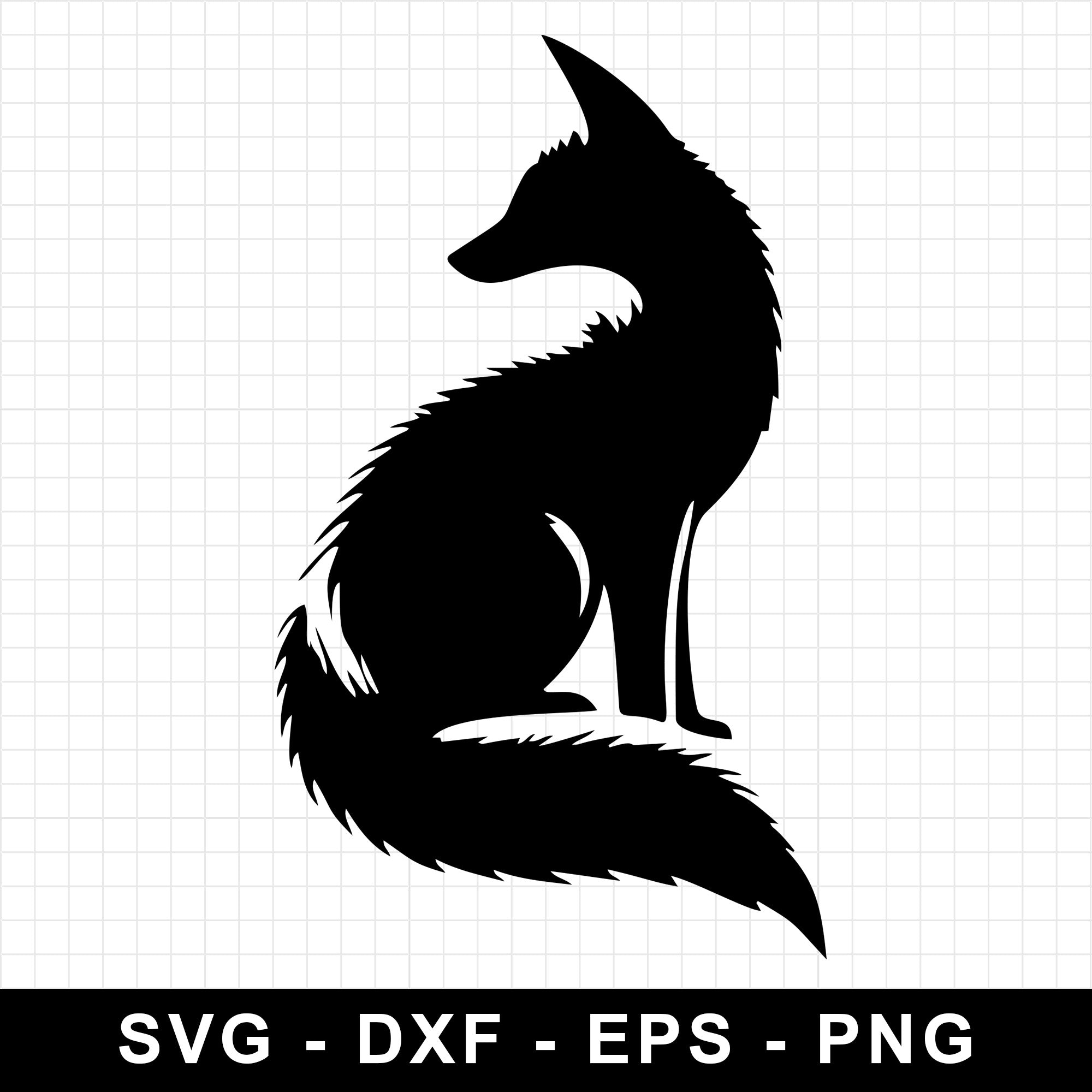 Serene Fox Silhouette with Thick Fur Sitting SVG