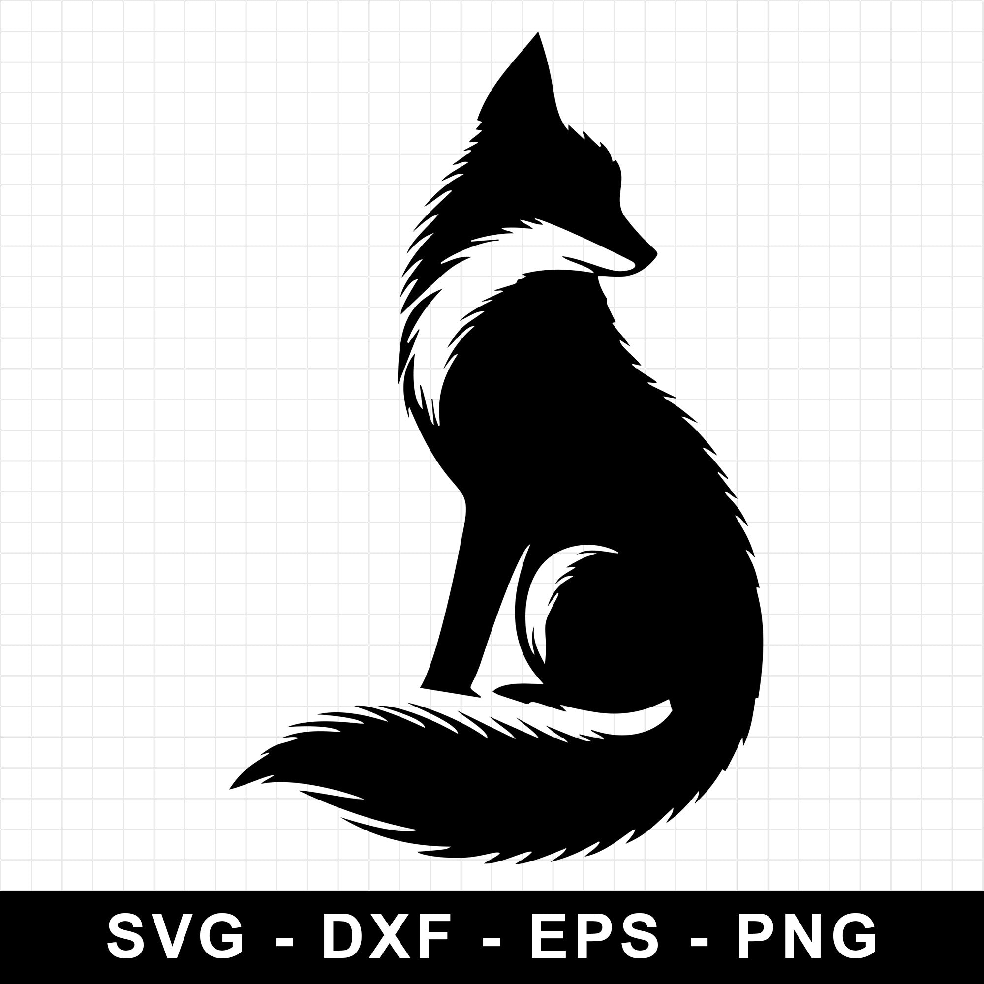 Fox Silhouette in Contemplative Sitting Pose SVG