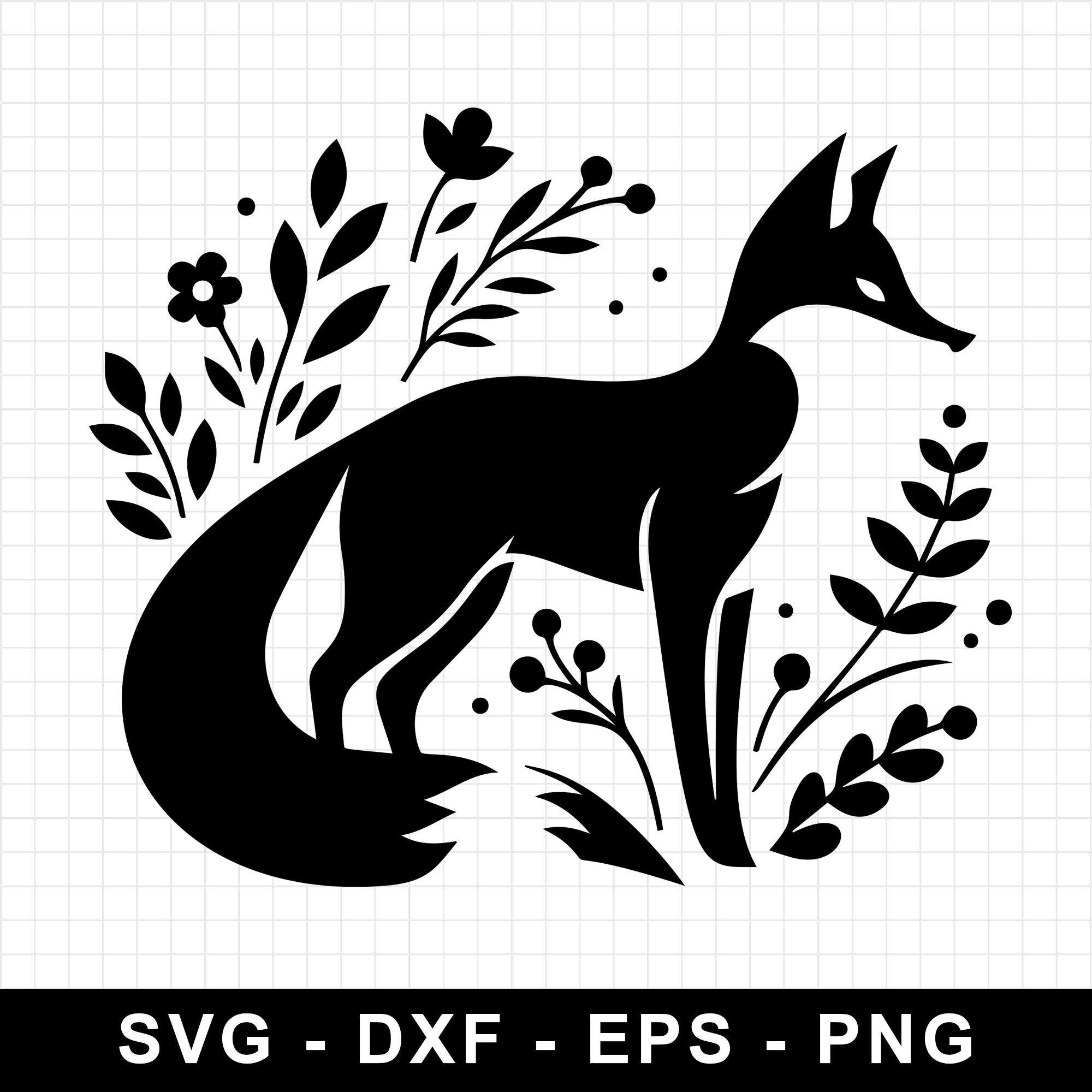 Floral Fox Silhouette SVG