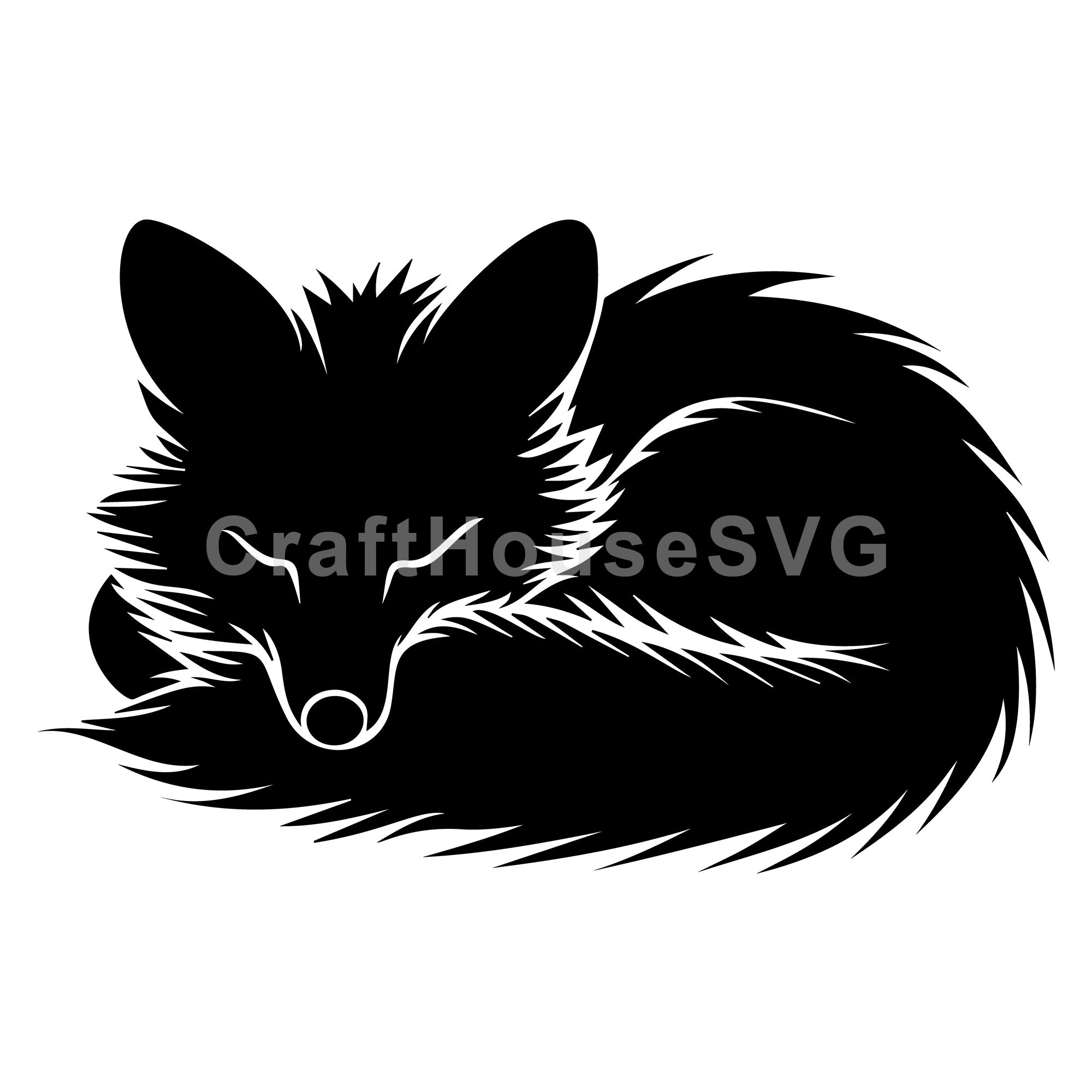 Sitting Fox With Curled Tail SVG