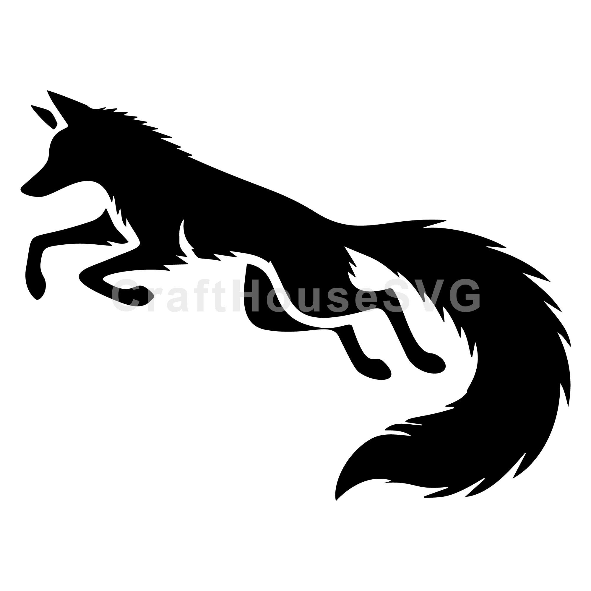 Leaping Fox Silhouette SVG