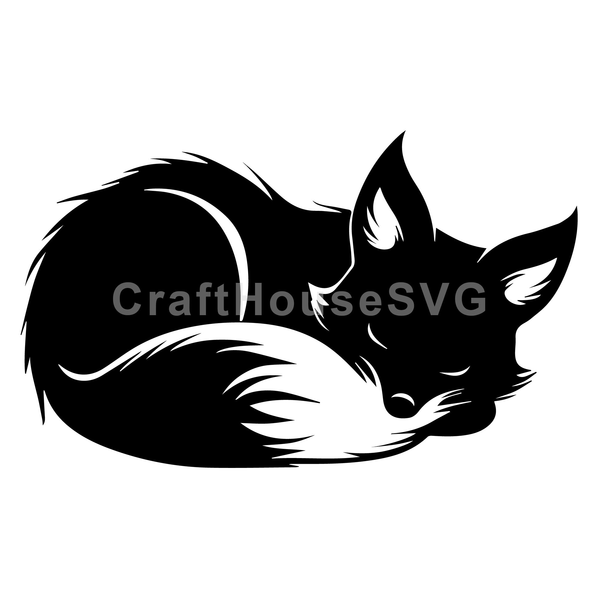 Resting Fox Silhouette SVG