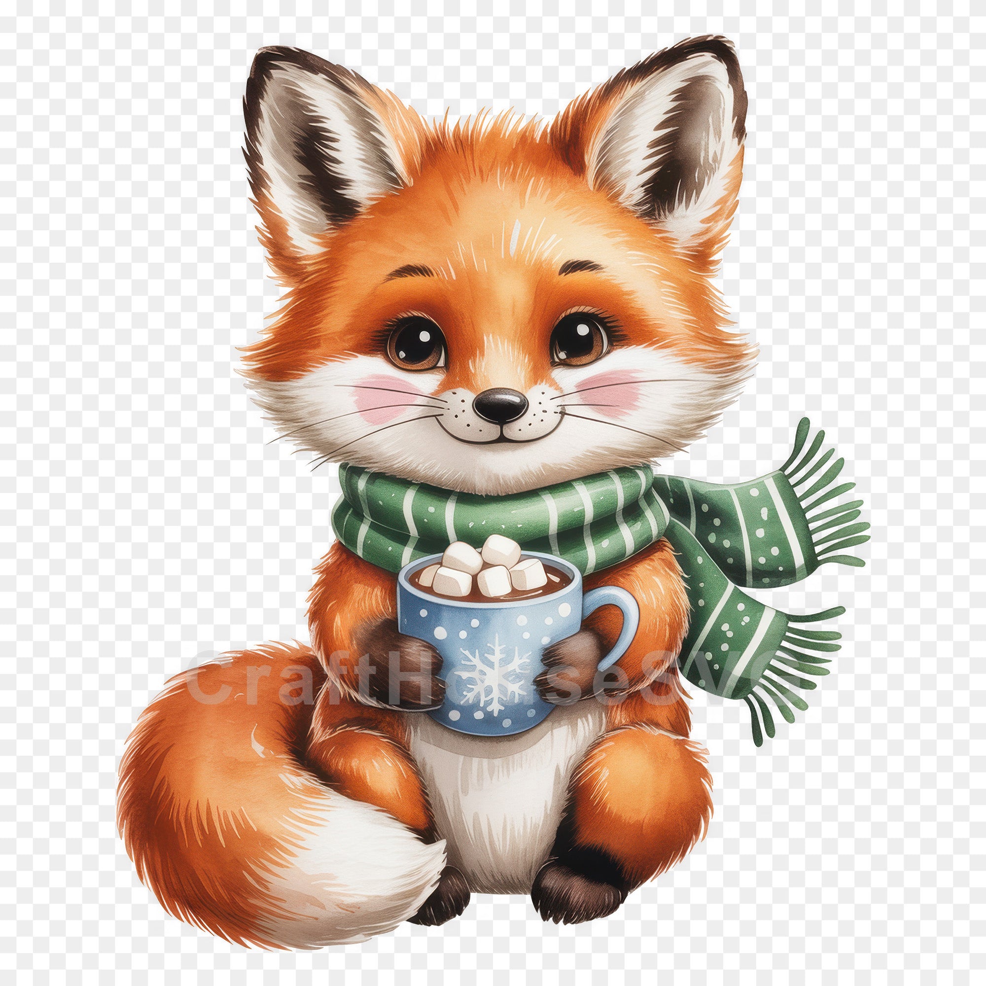 Fox With Hot Chocolate PNG Clip Art Sublimation
