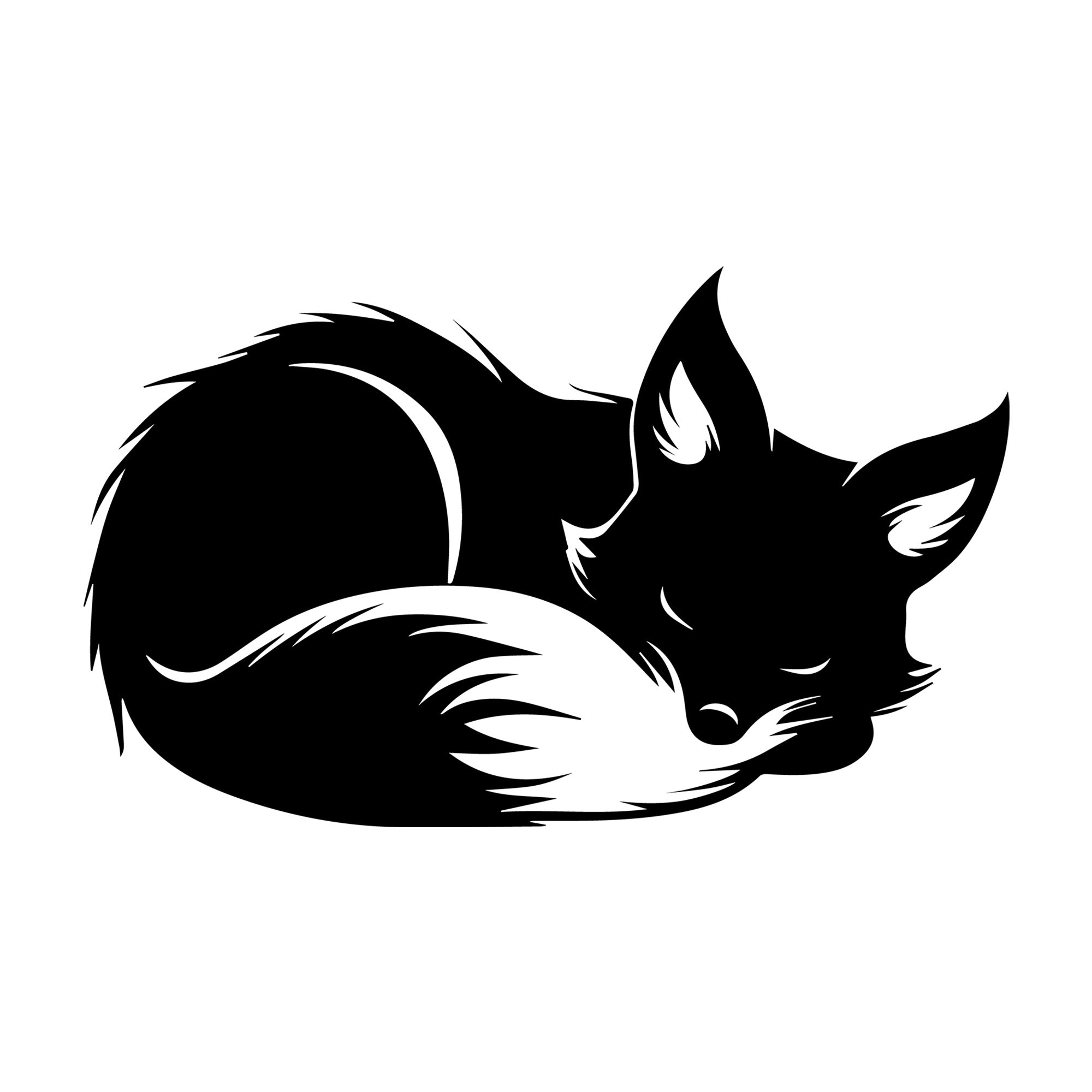 Fox Curled Up Sleeping SVG design for Cricut, Silhouette, laser cutting, and craft projects.