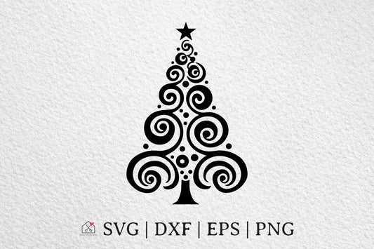 FREE Whimsical Christmas Tree SVG Winter Cut Files - Craft House SVG