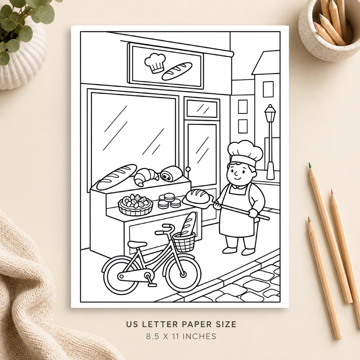 French Bakery Market Coloring Page 5