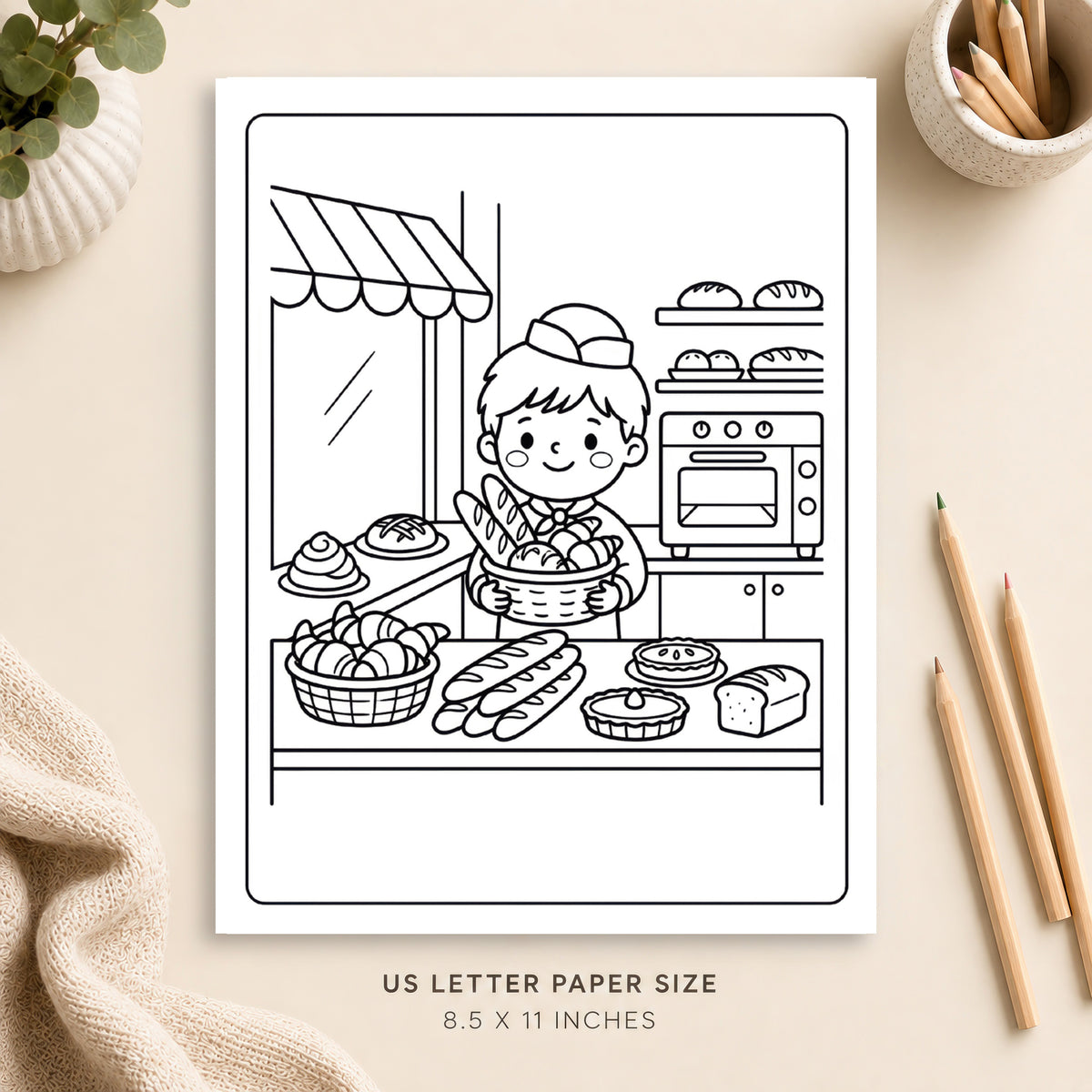French Bakery Market Coloring Page 7