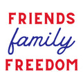 Friends Family Freedom SVG design for Cricut, Silhouette, laser cutting, vinyl, sublimation, and patriotic craft projects.