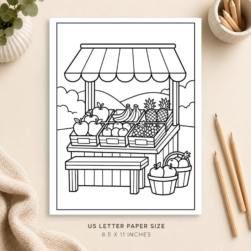 Fruit Stand Coloring Page 2