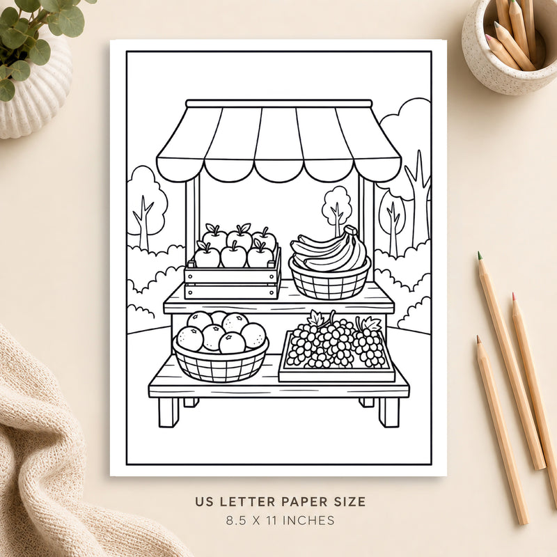 Fruit Stand Coloring Page 5