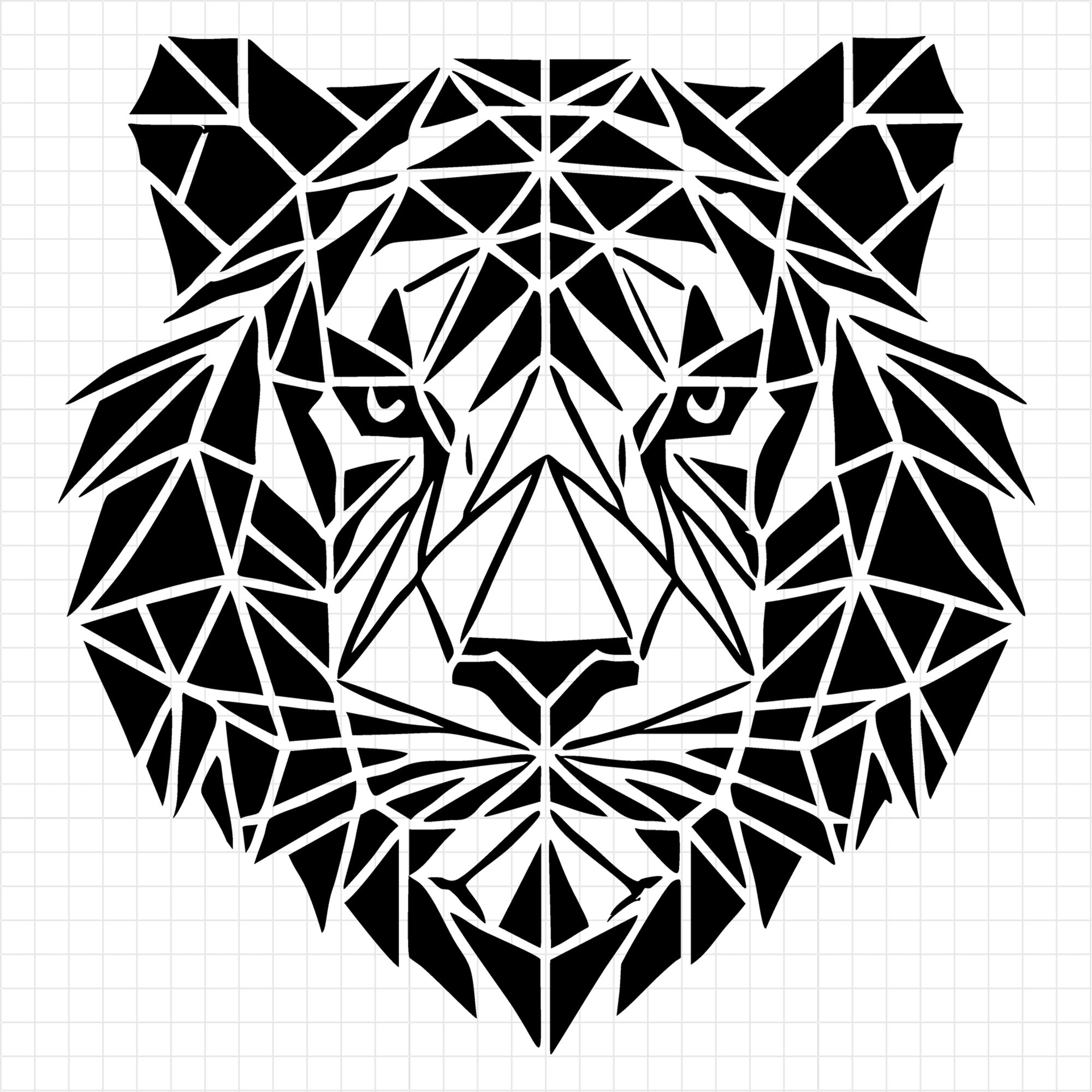 Geometric Silhouette of a Tiger in Black and White SVG