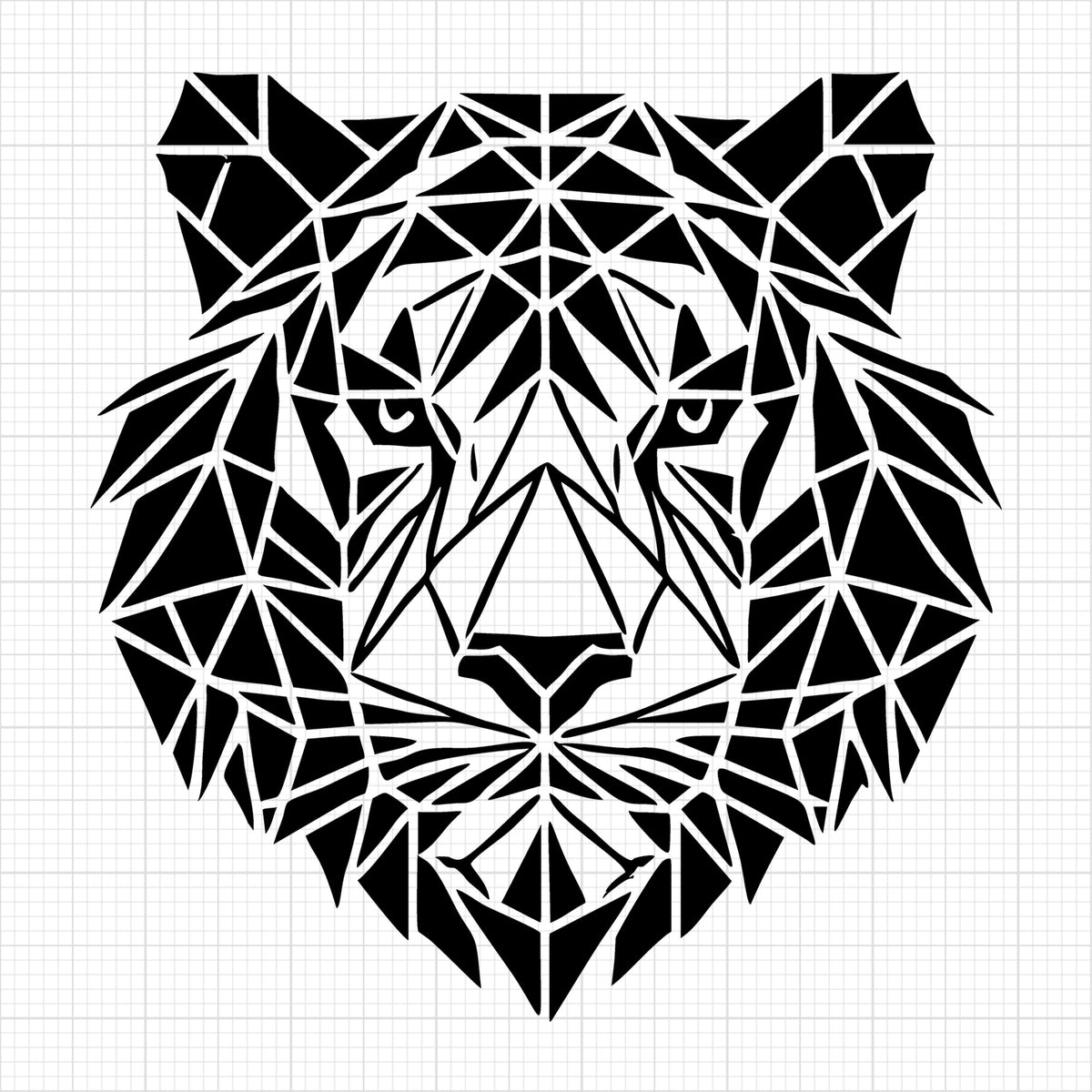 Geometric Silhouette of a Tiger in Black and White