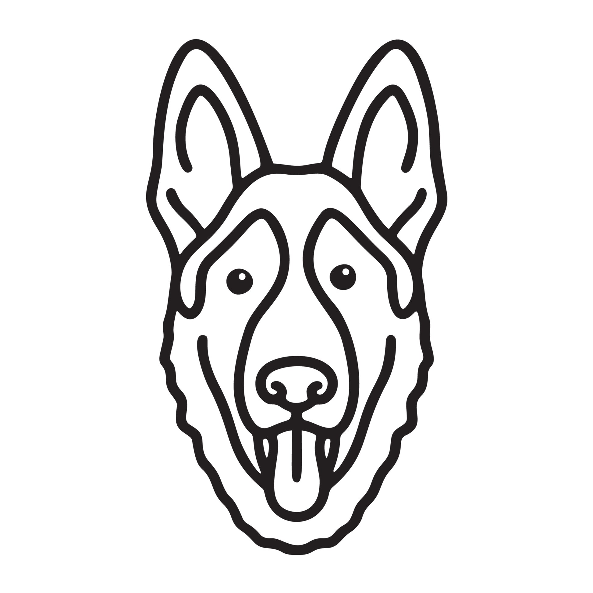 German Shepherd SVG dog outline design for Cricut, Silhouette, laser cutting, vinyl, sublimation, and pet craft projects.