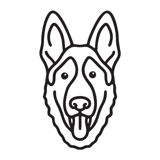 German Shepherd SVG dog outline design for Cricut, Silhouette, laser cutting, vinyl, sublimation, and pet craft projects.