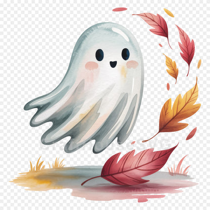 Cute Halloween Ghost Clipart Sublimation Bundle PNG