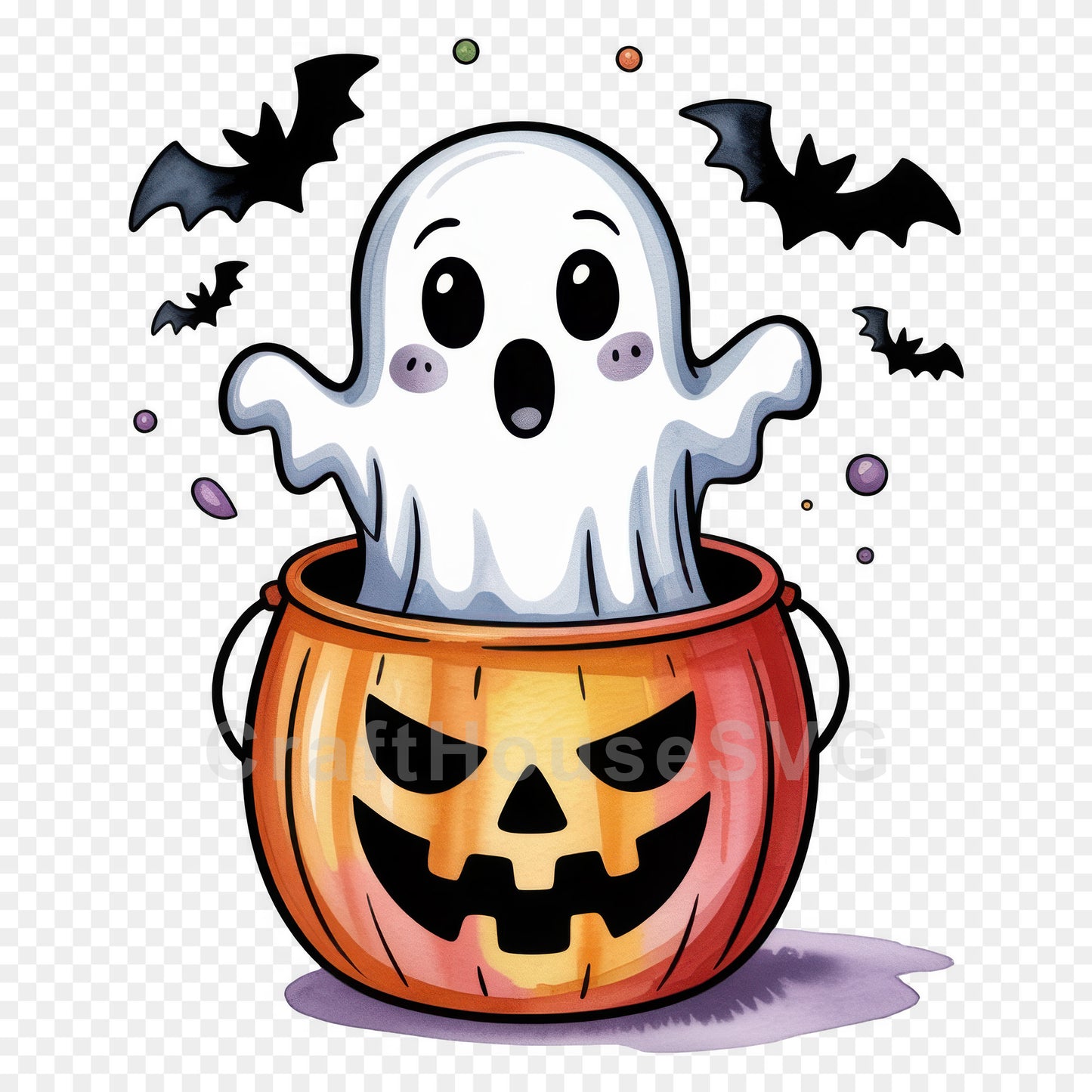 Cute Halloween Ghost Clipart Sublimation Bundle PNG