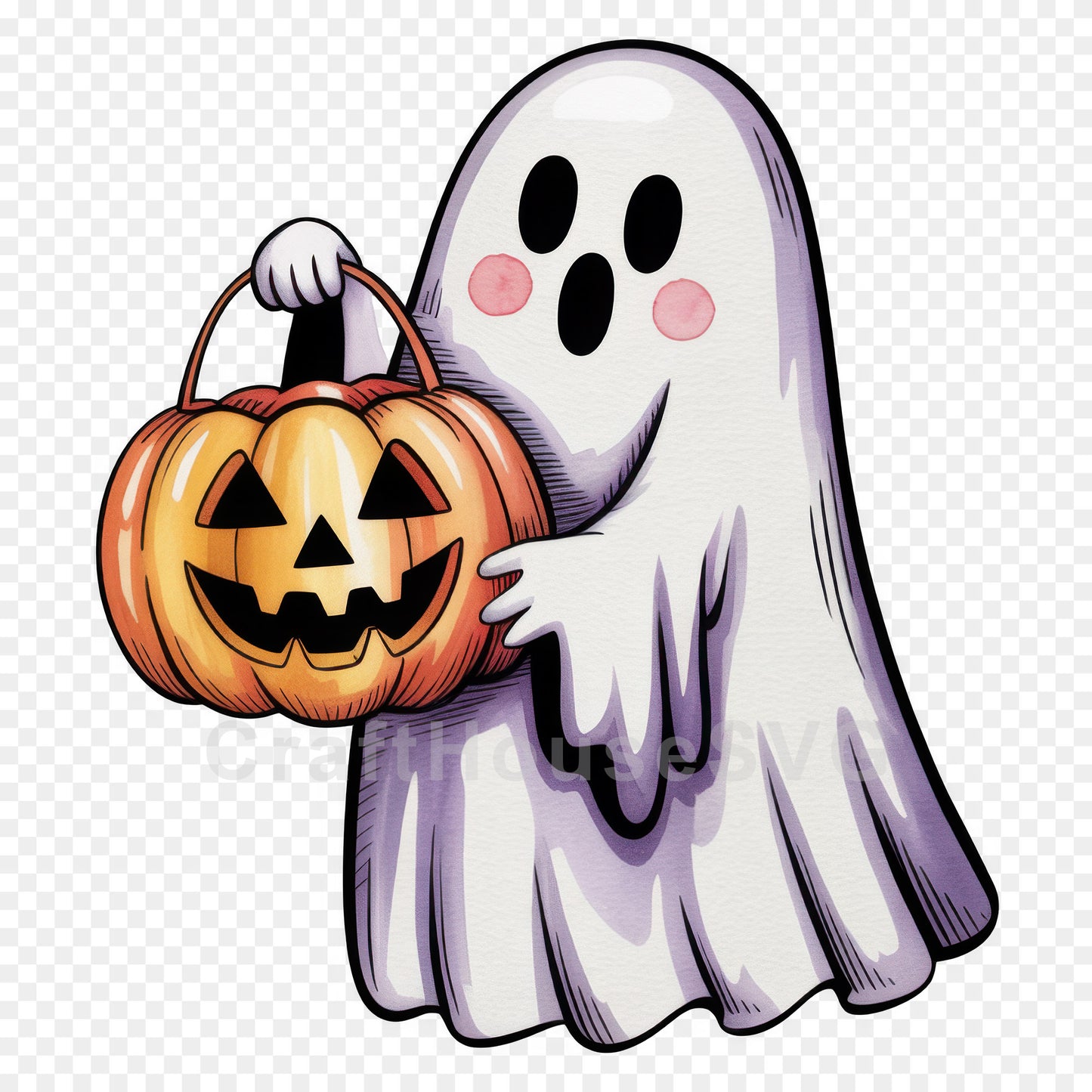 Cute Halloween Ghost Clipart Sublimation Bundle PNG