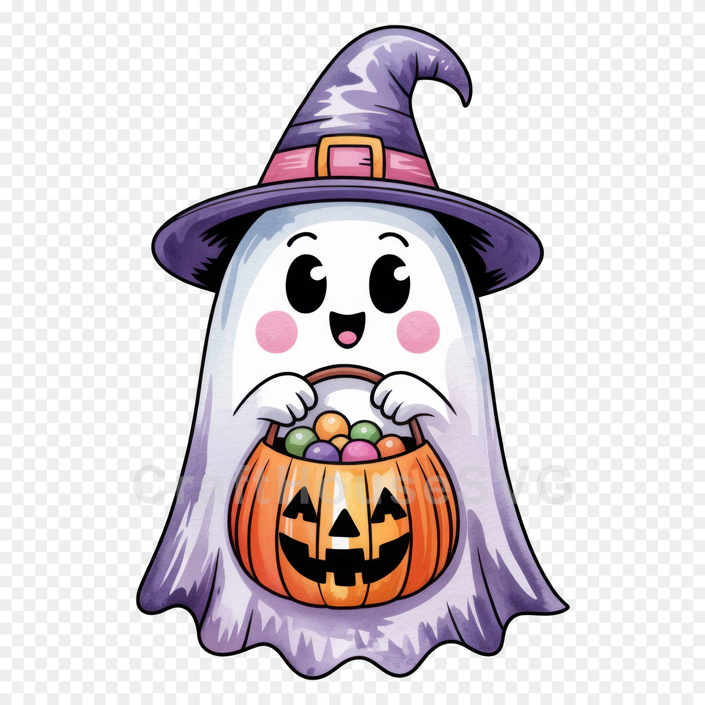 Cute Halloween Ghost Clipart Sublimation Bundle PNG