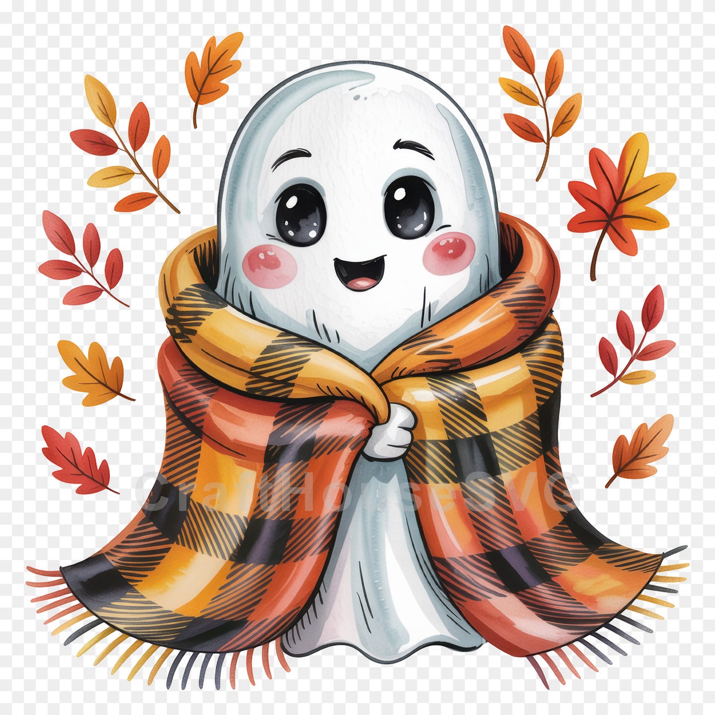 Cute Halloween Ghost Clipart Sublimation Bundle PNG