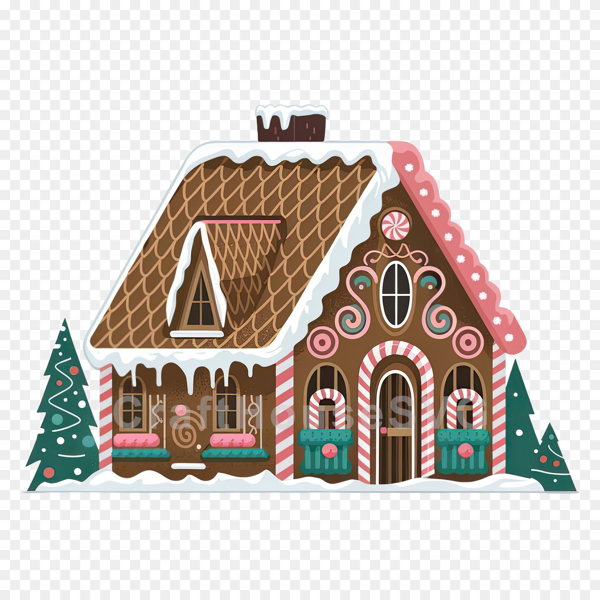 Gingerbread House PNG Clip Art Sublimation