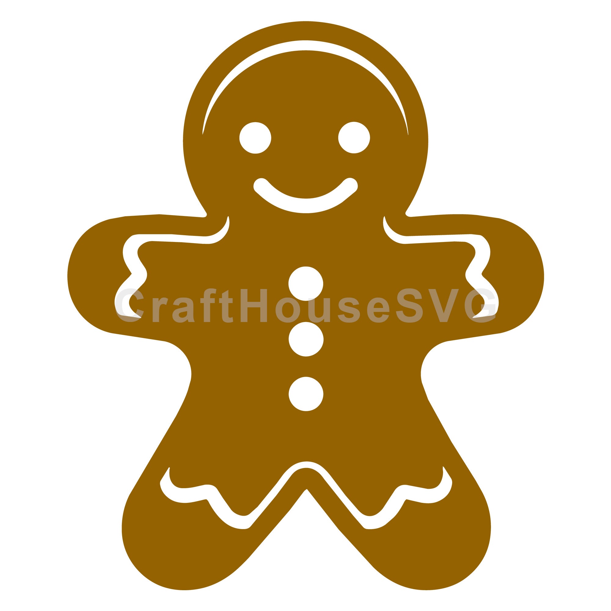 Classic Gingerbread Man with White Icing Details SVG