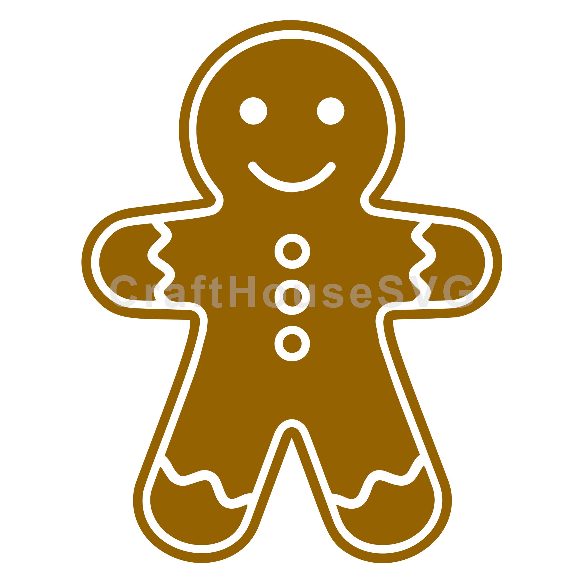 Traditional Gingerbread Man with Bold White Outline SVG