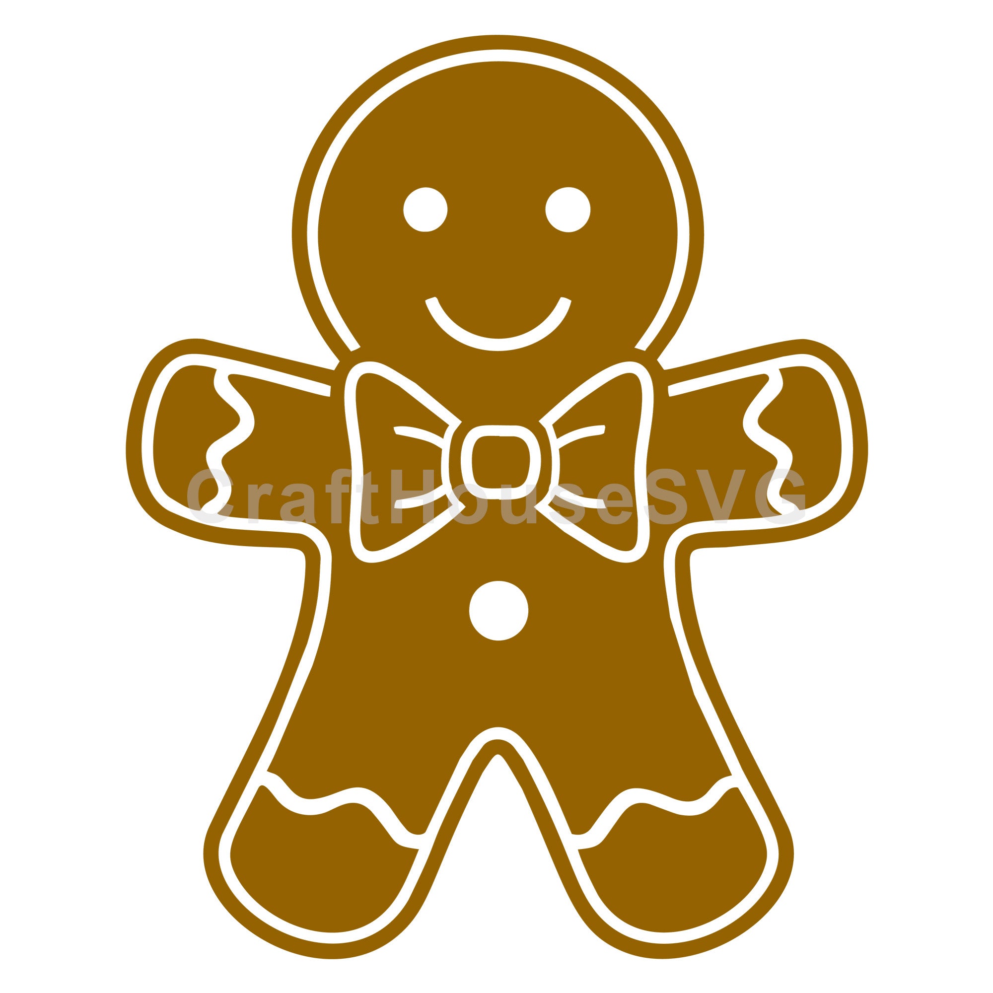 Gingerbread Man with Bow Tie and Decorative Icing SVG