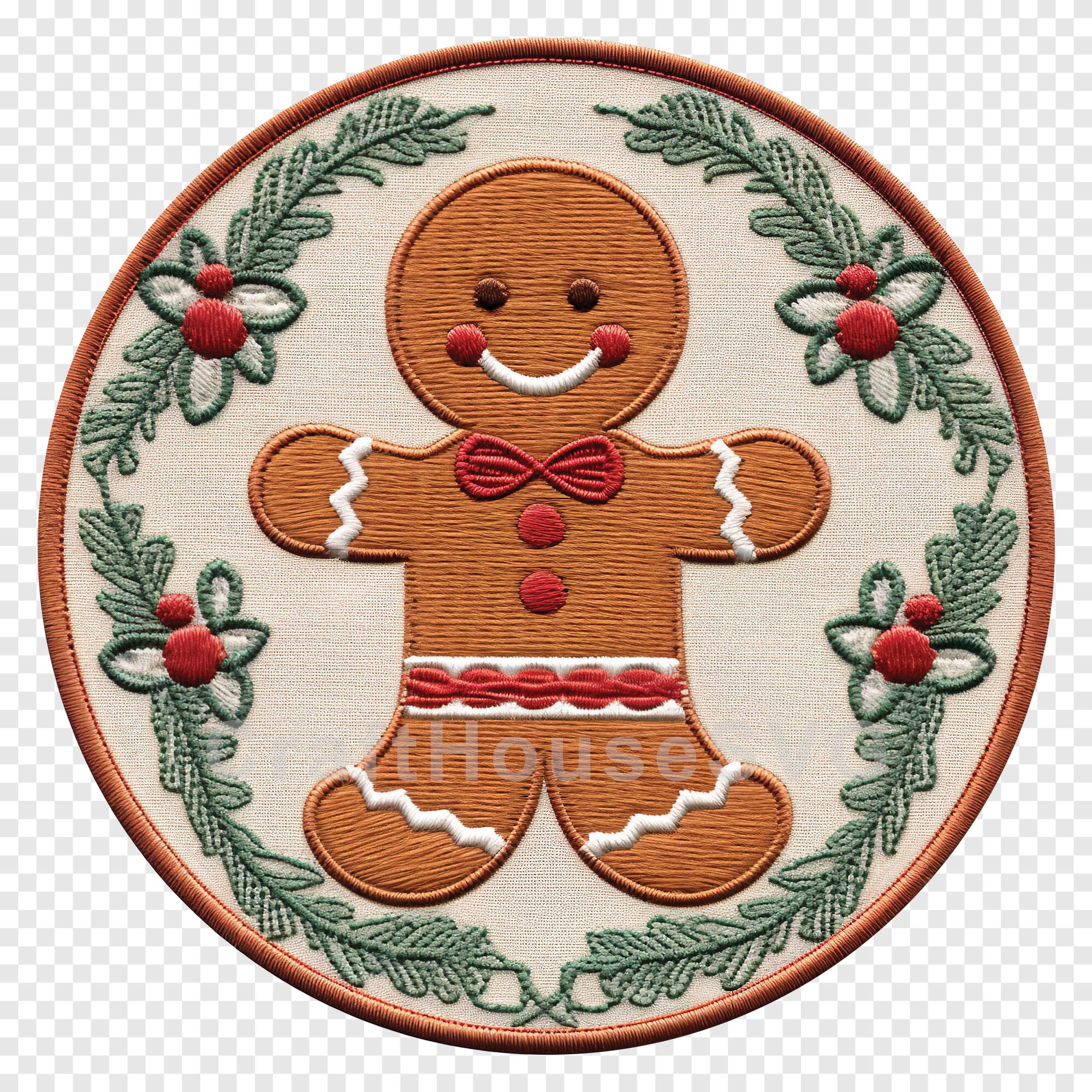 Gingerbread Man 3D Ornament Sublimation Design PNG