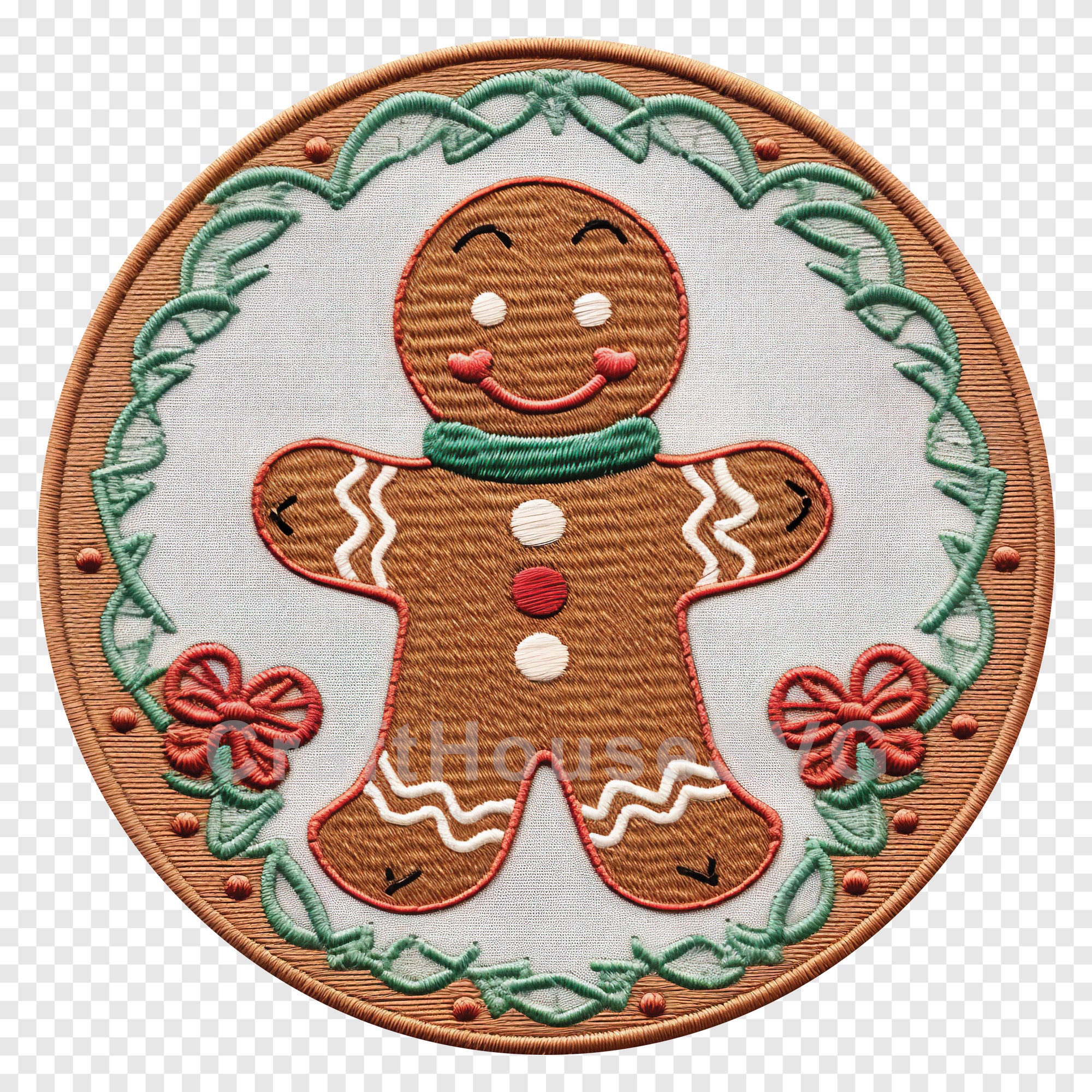 Gingerbread Man 3D Ornament Sublimation Design PNG