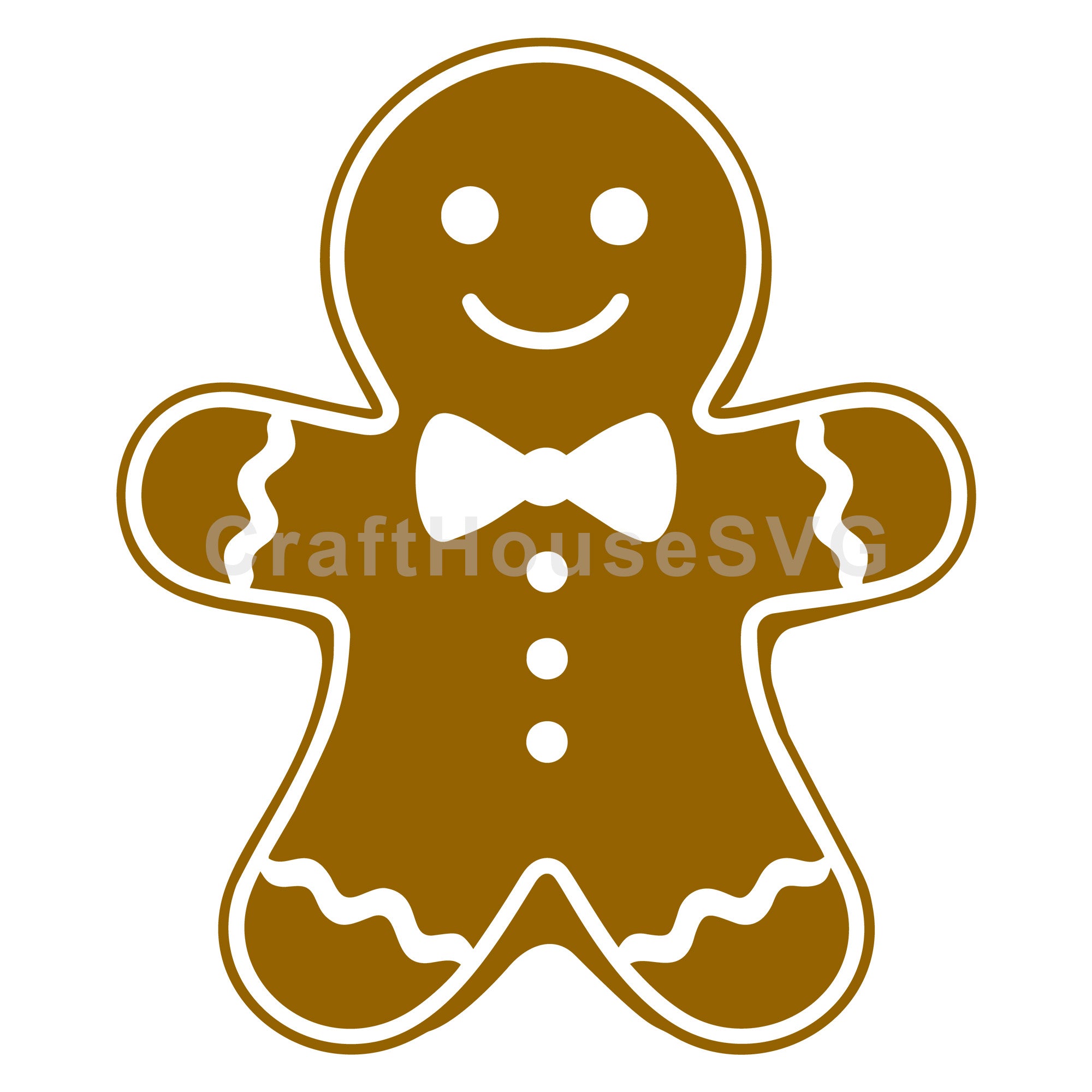 Gingerbread Man with Bow Tie and Icing Details SVG