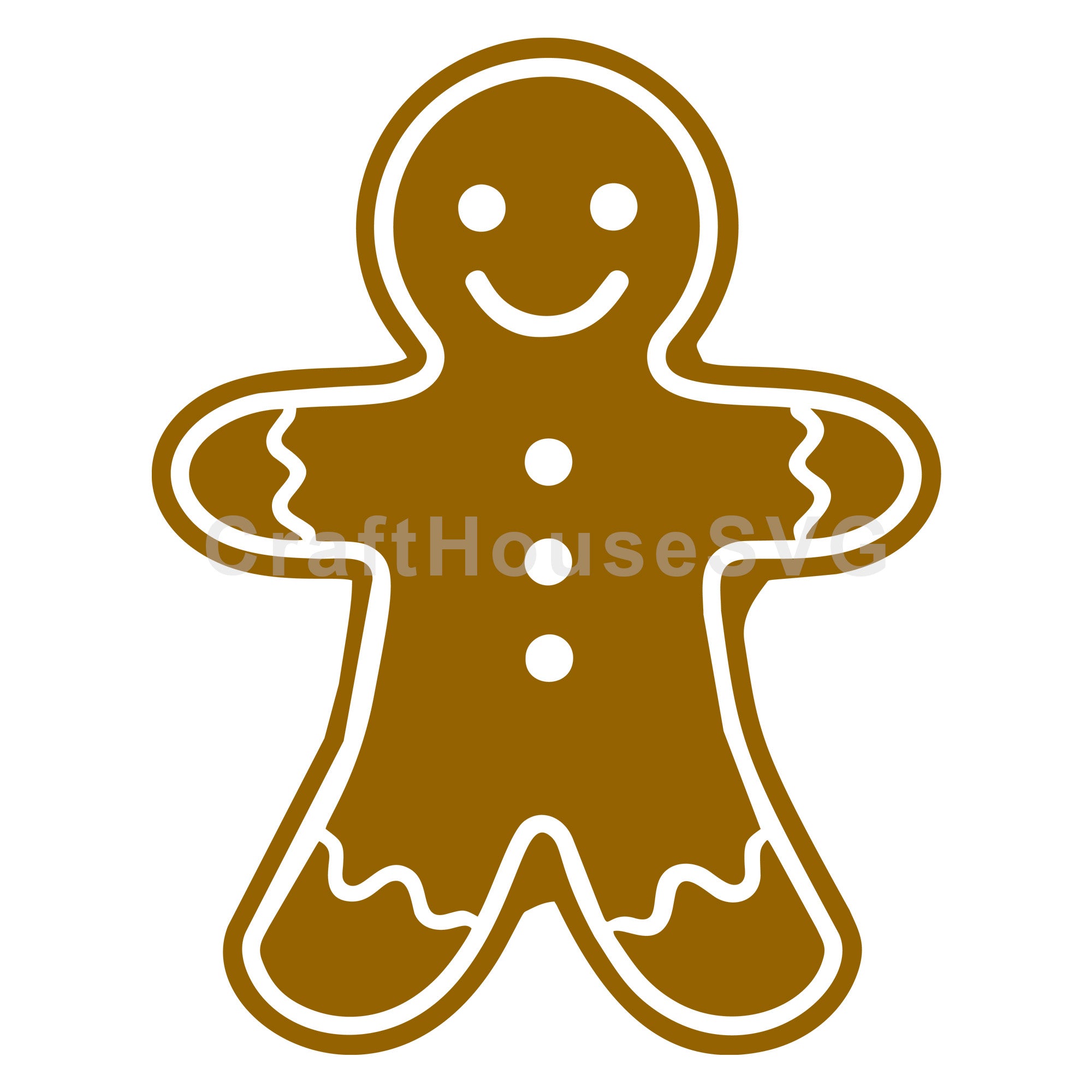 Classic Gingerbread Man with Outlined Icing SVG