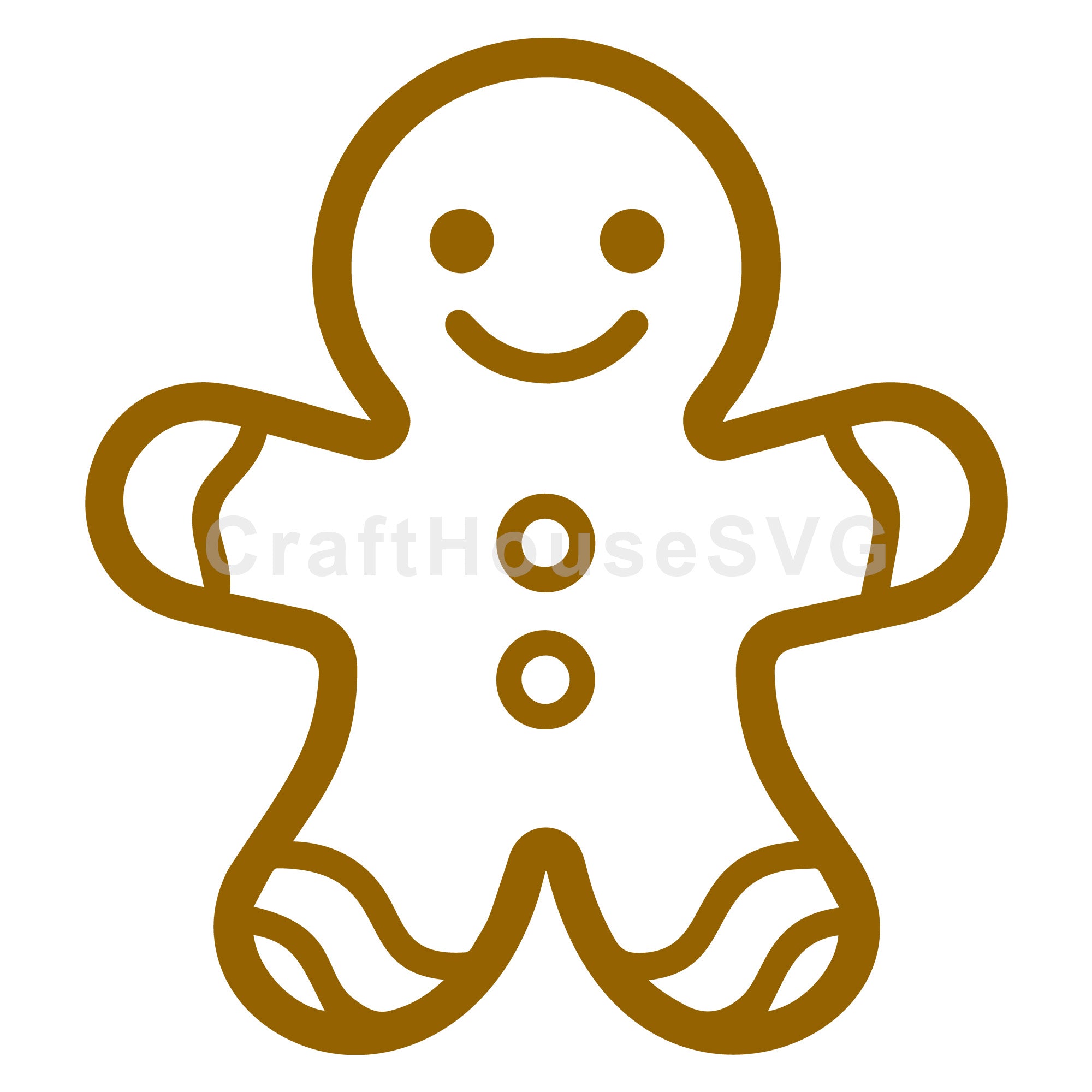 Outlined Gingerbread Man with Button Details SVG