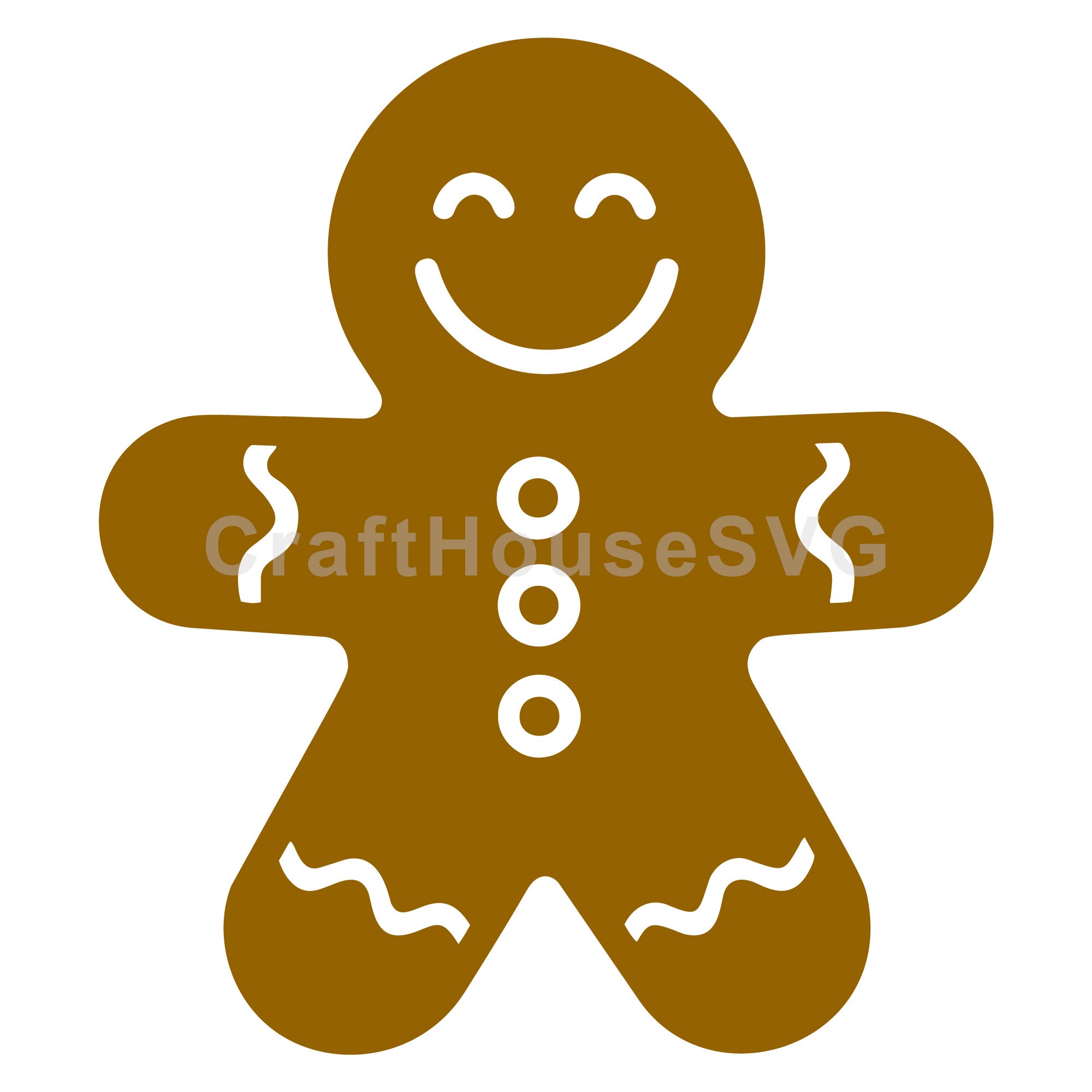 Smiling Gingerbread Man with Wavy Icing SVG