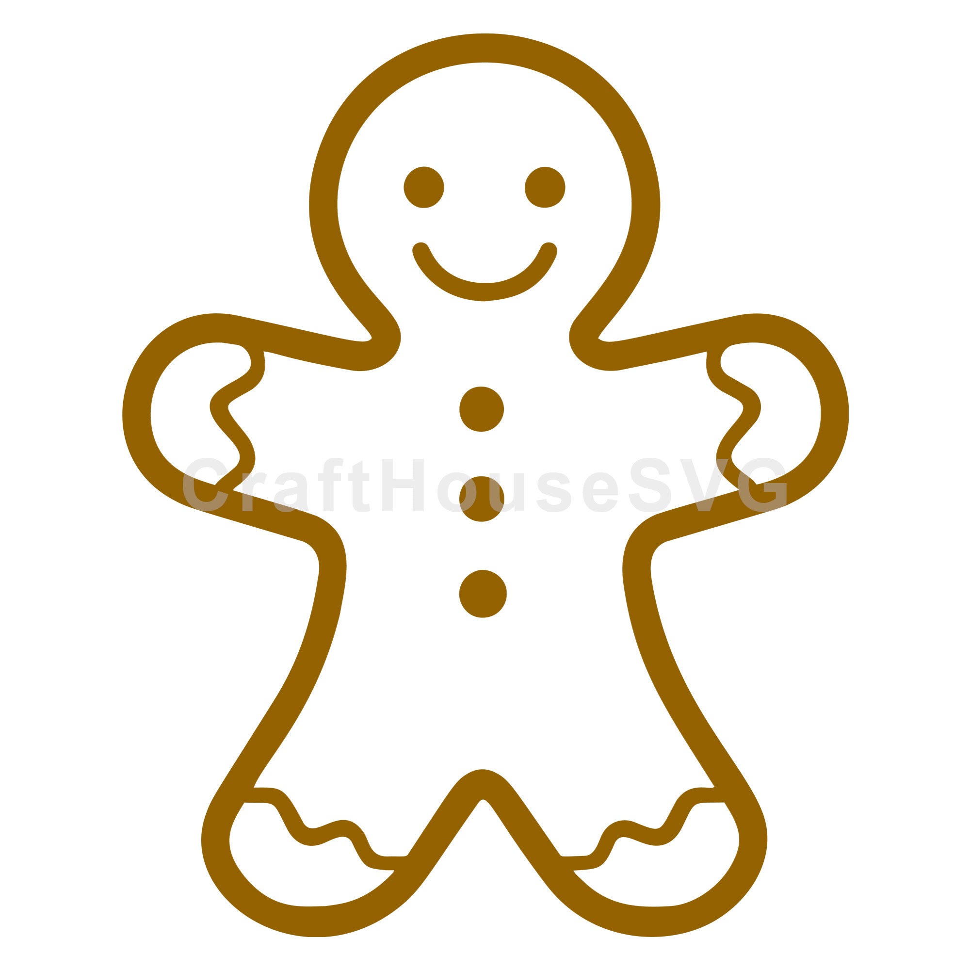 Gingerbread Man with Simple Icing Outlines SVG