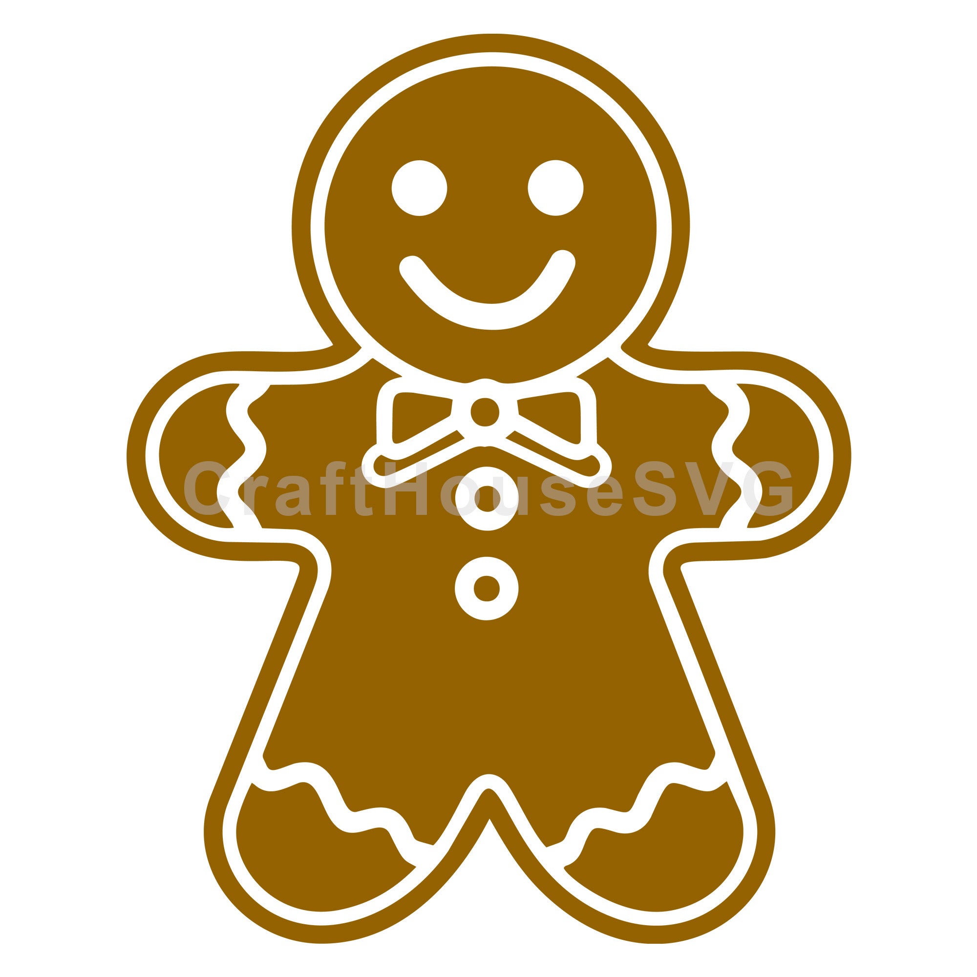 Gingerbread Man with Bow Tie and Buttons SVG