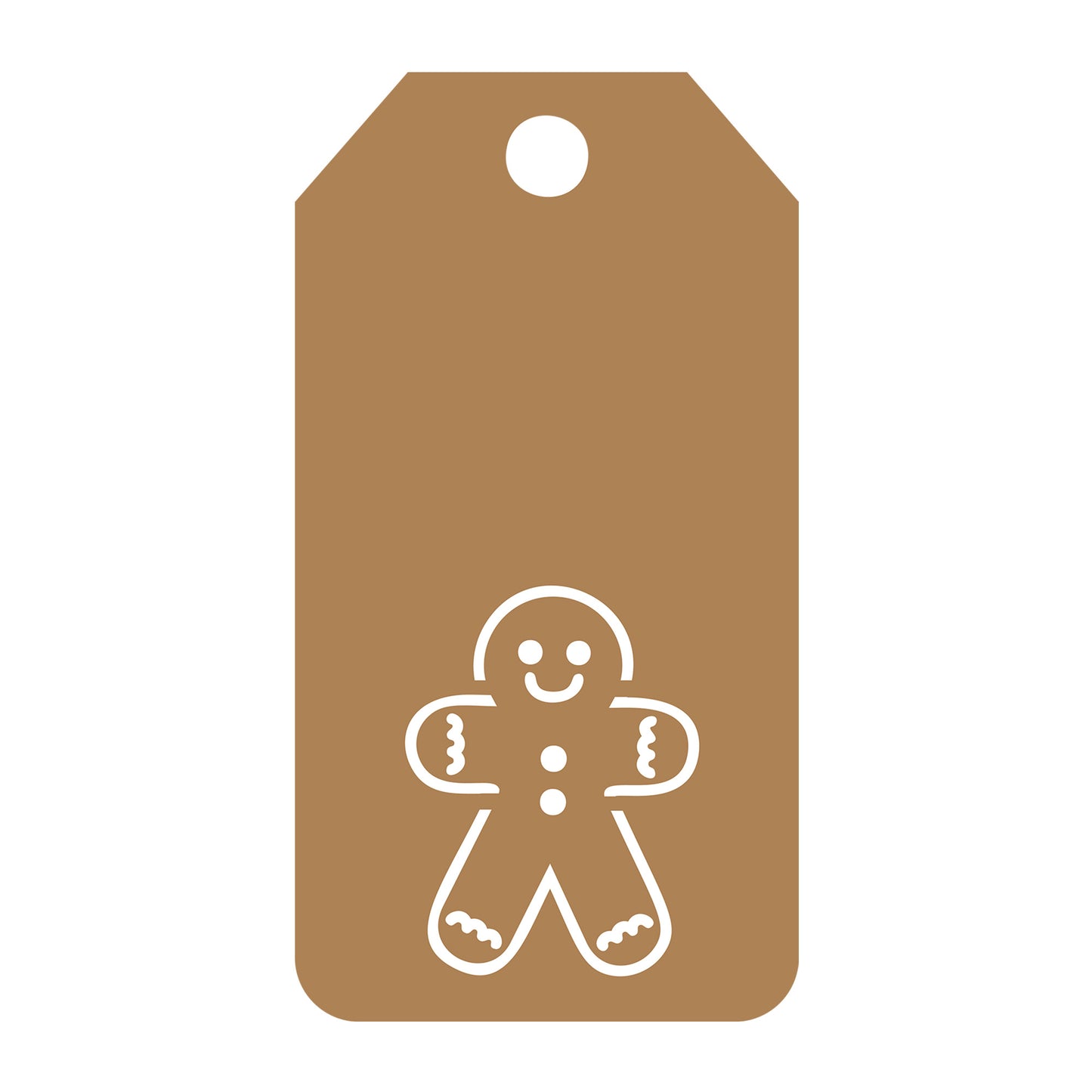 Gingerbread Man Gift Tag SVG design for Cricut, Silhouette, laser cutting, vinyl, sublimation, gift tags, and craft projects.